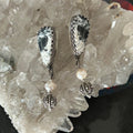 AAA WHITE BUFFALO Turquoise and Pearl Earrings Sterling
