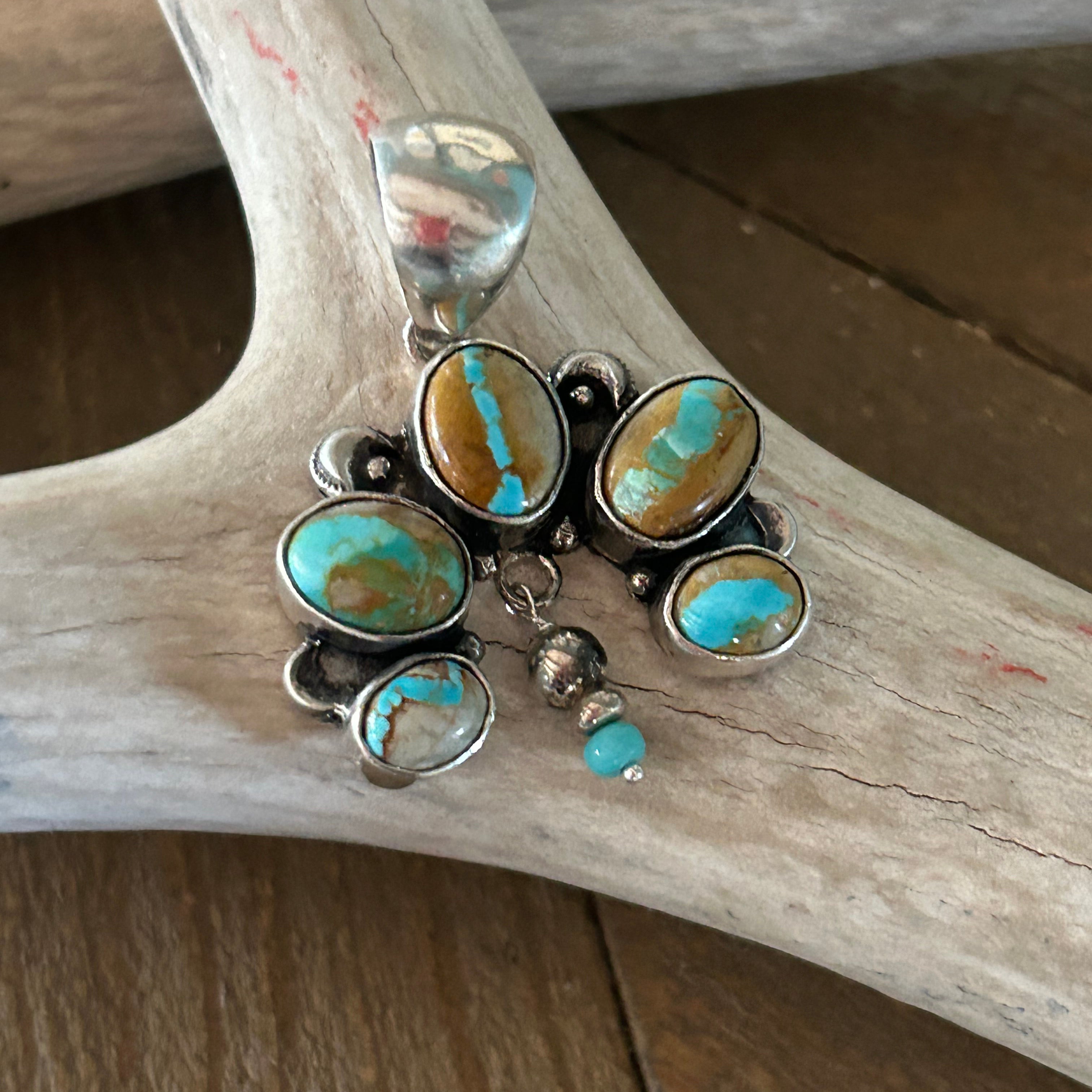 Royston Ribbon Turquoise Naja Moon Pendant Sterling Silver Southwest Elegance