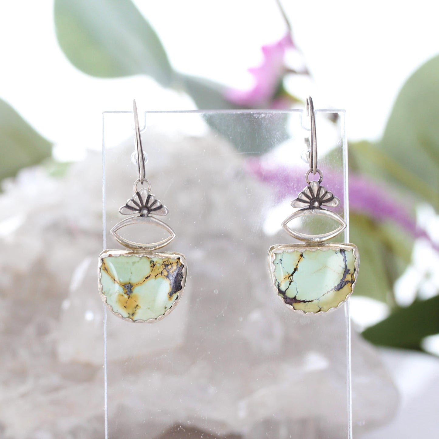 Half Moon Dragon Skin Turquoise Earrings Dangles