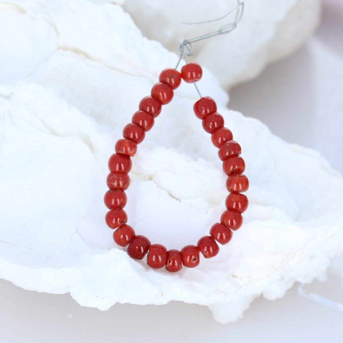 AAA Deep Red Italian Coral Beads Pueblo Shaped 5.5mm 4" -NewWorldGems