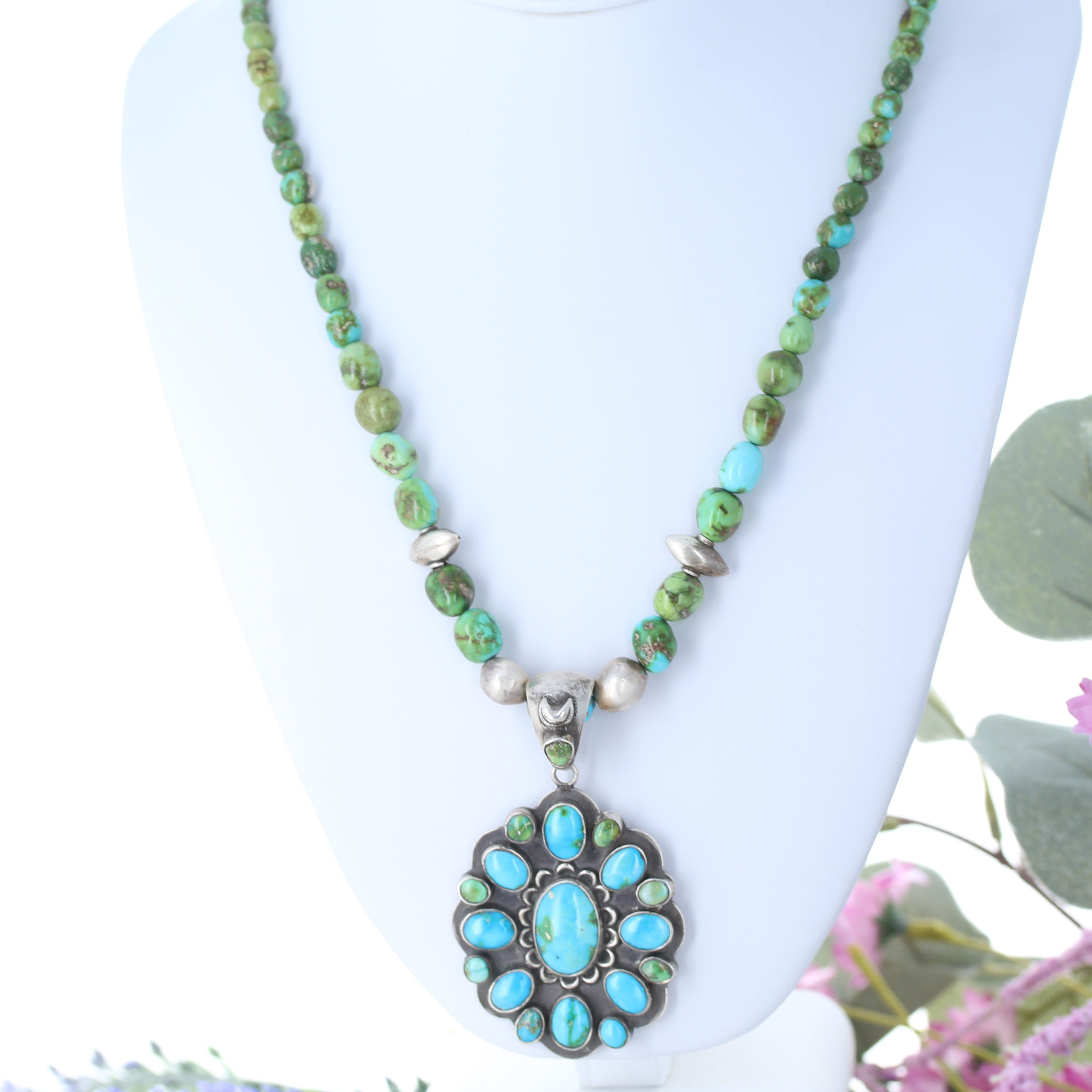 Gorgeous Blue Bird Sonoran Turquoise Necklace Sterling Southwestern Elegance