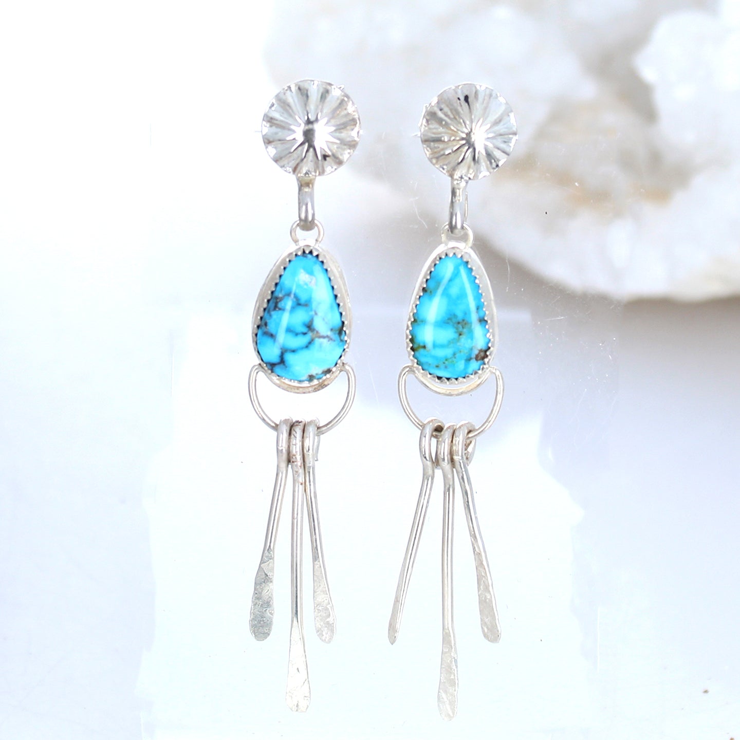 AAA Kingman Turquoise Moon Earrings Dangles Southwest