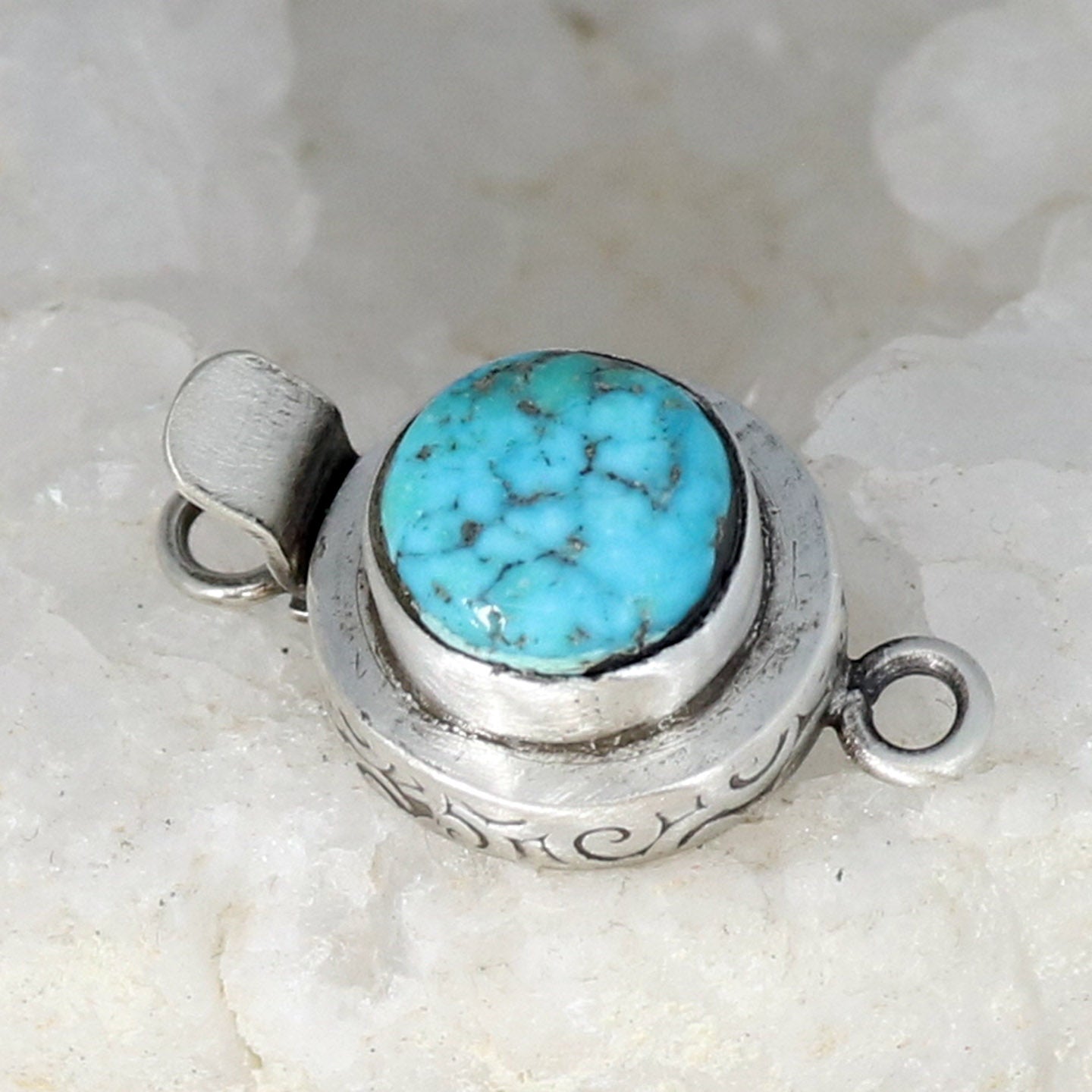 Sonoran Blue Jay Turquoise Clasp Blue Sterling Design 10mm -NewWorldGems