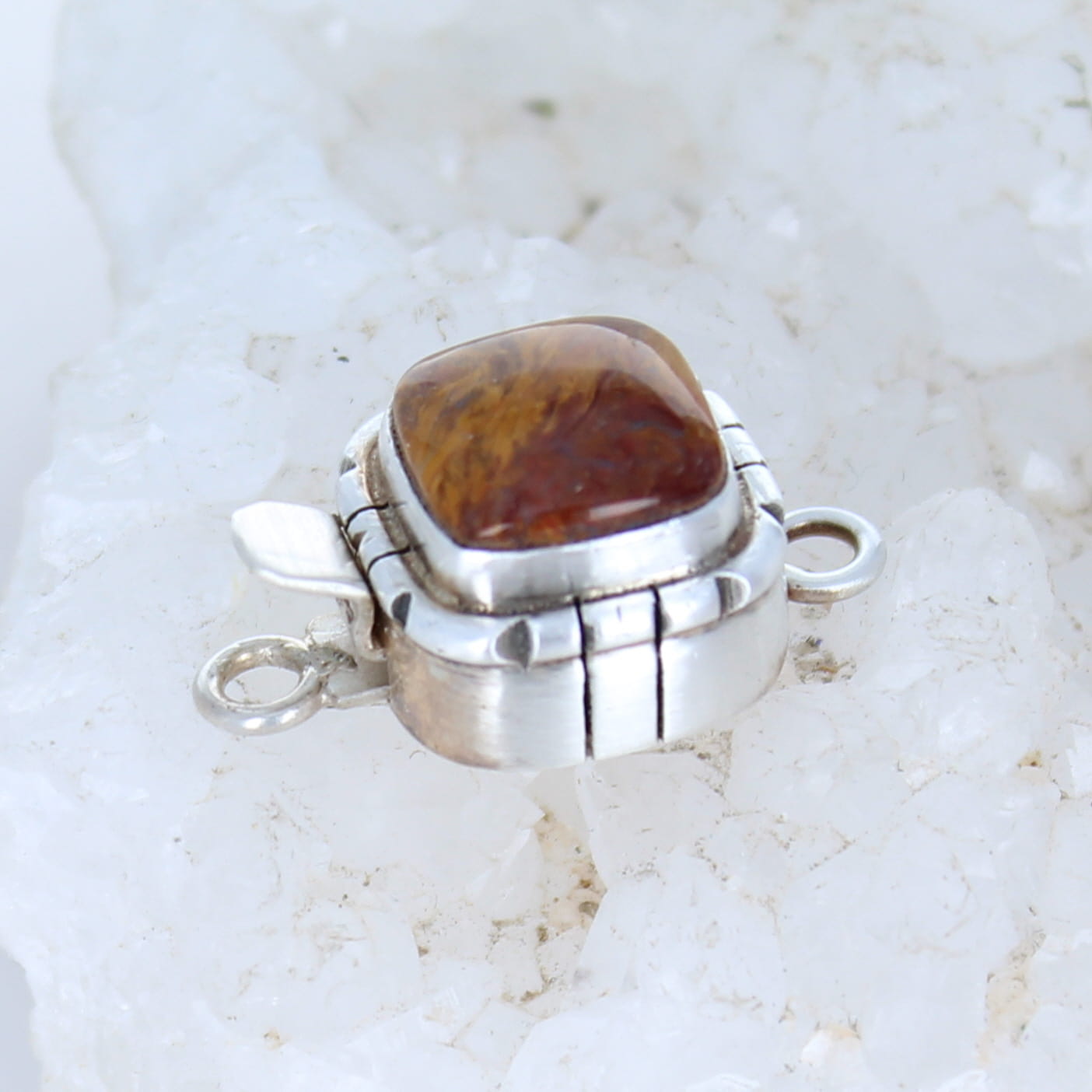 Red Golden Pietersite Clasp Southwest Design 10mm Sterling Silver -NewWorldGems