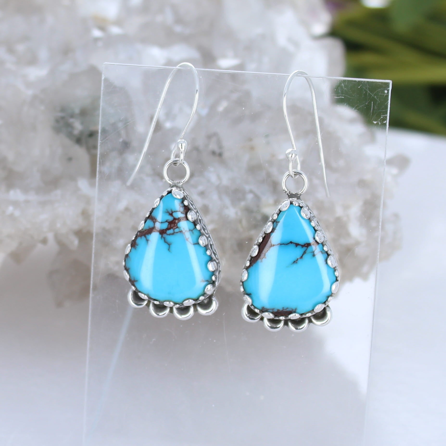 Unique EGYPTIAN TURQUOISE Sterling Moon Earrings