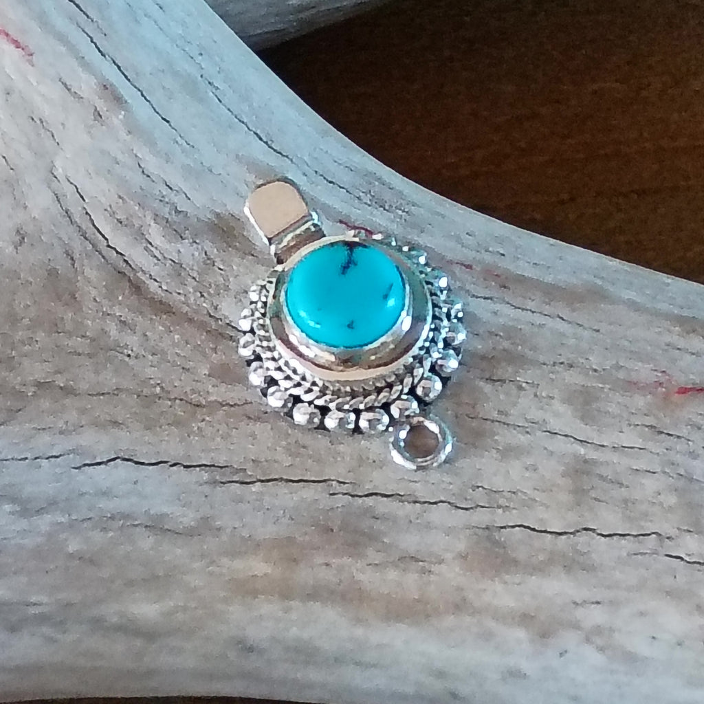 Egyptian Turquoise Sterling Granulated Clasp Sterling Silver 8mm