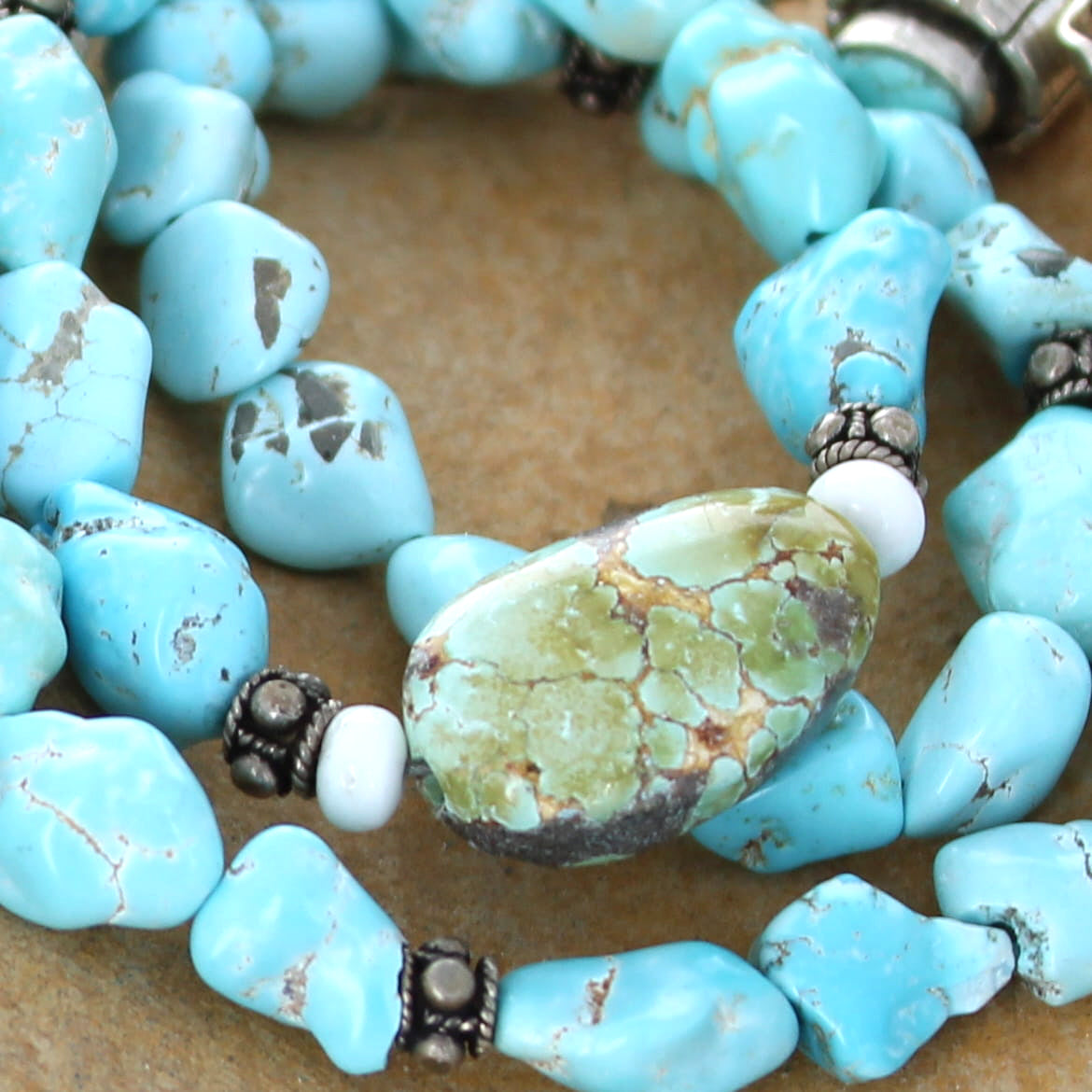 Lone Mountain Turquoise Necklace with Large Sonoran Centerpiece Sterling