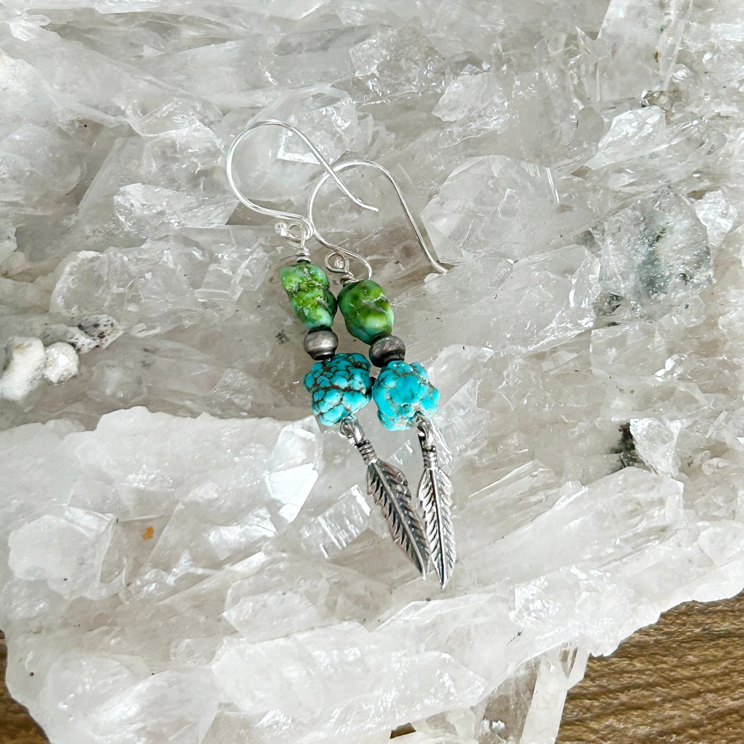 AAA Sonoran Gold Kingman Blue Turquoise Earrings Southwest Sterling