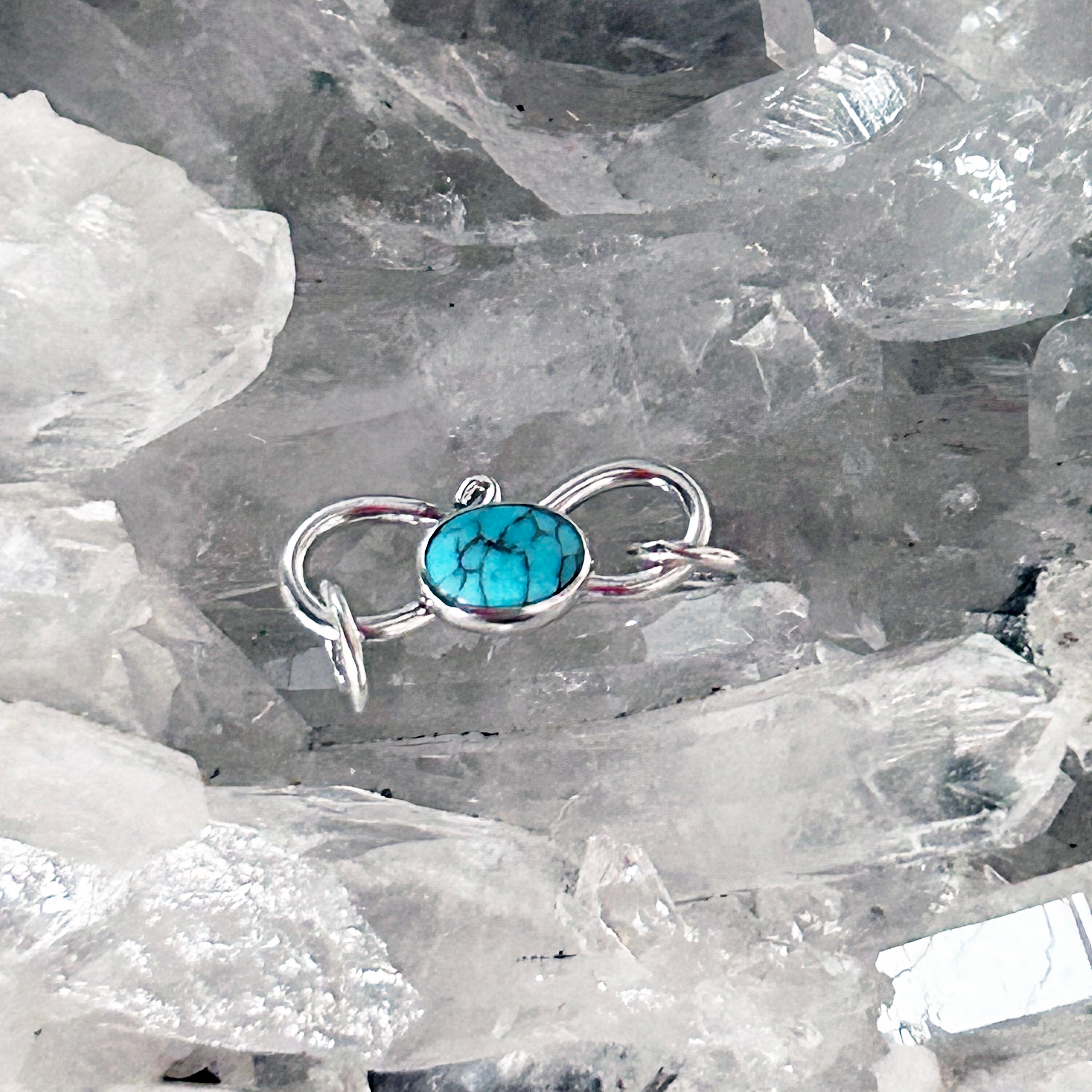 AAA Egyptian Turquoise Sterling S Shaped Clasp Sterling Silver 6.5x8.5mm