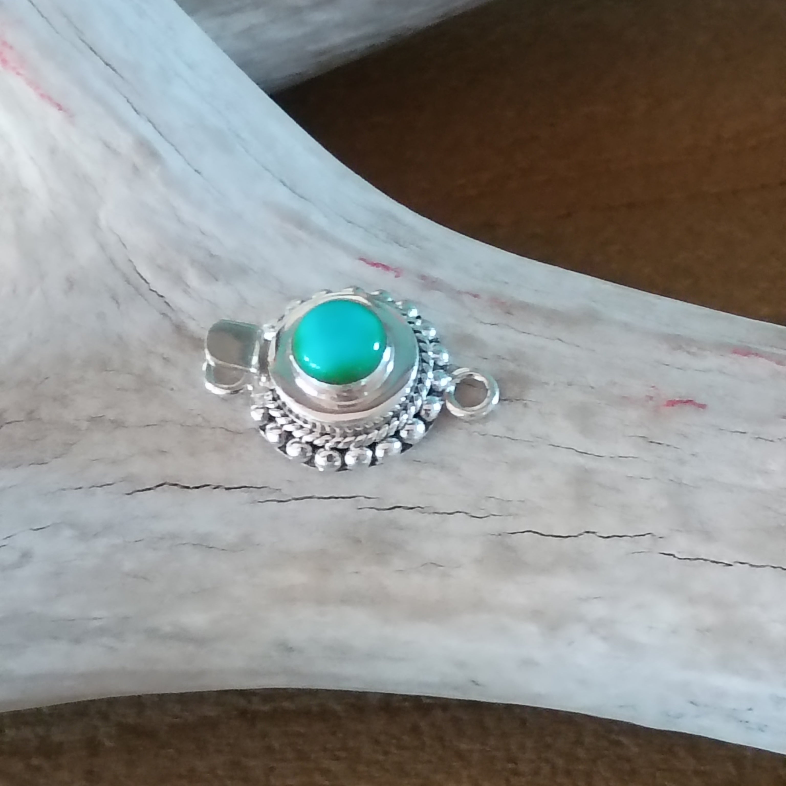 Blue Sonoran Mountain Turquoise Sterling Silver Clasp 6mm Ball Wire Southwestern Design