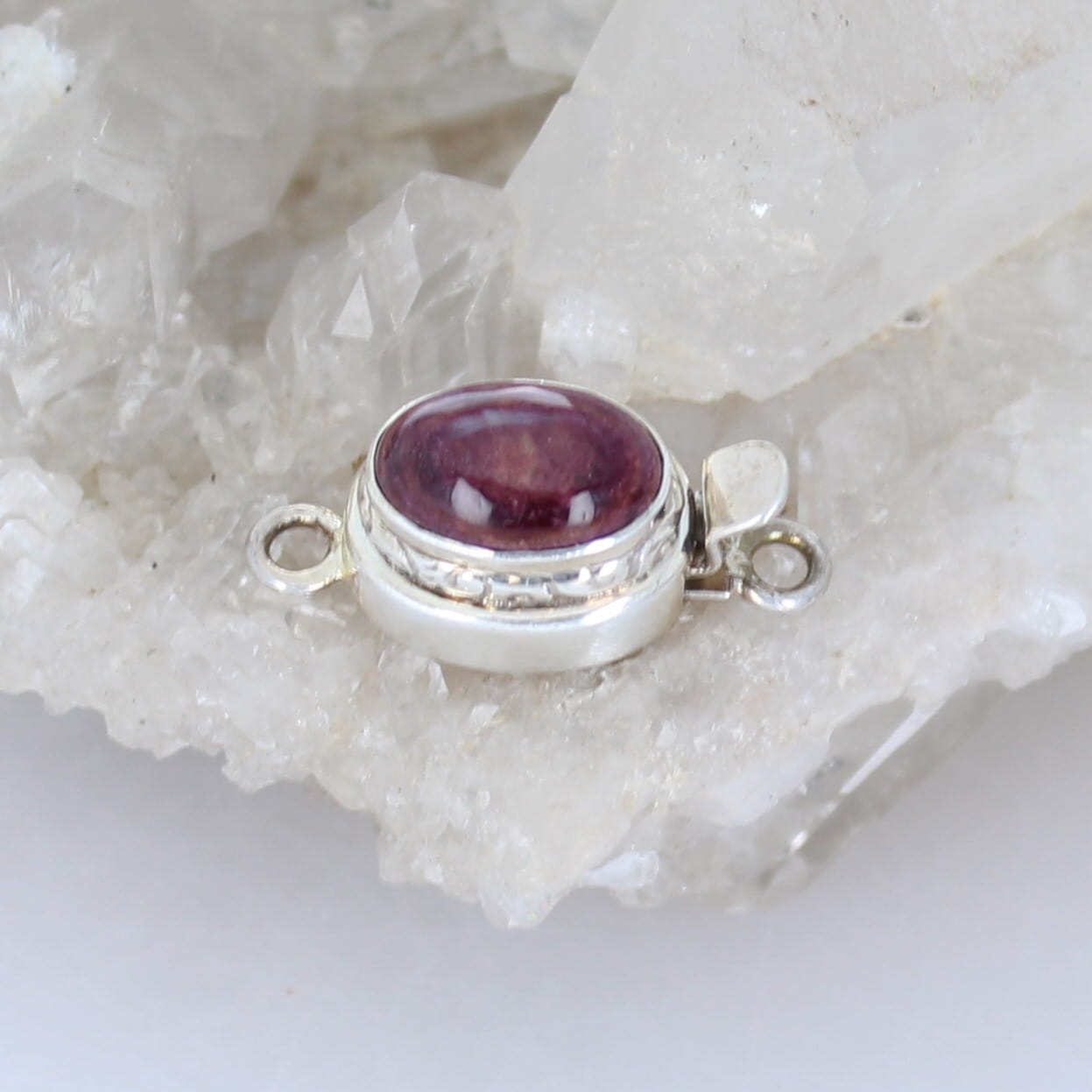 Purple Spiny Oyster Clasp Sterling Circle 13x8.5mm Classic