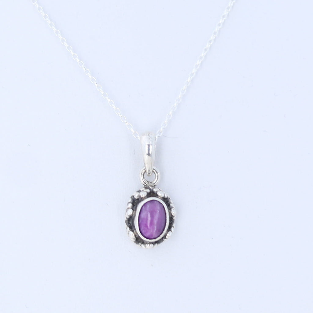 Gorgeous Tiny SUGILITE PENDANT STERLING Sterling Granulated Design