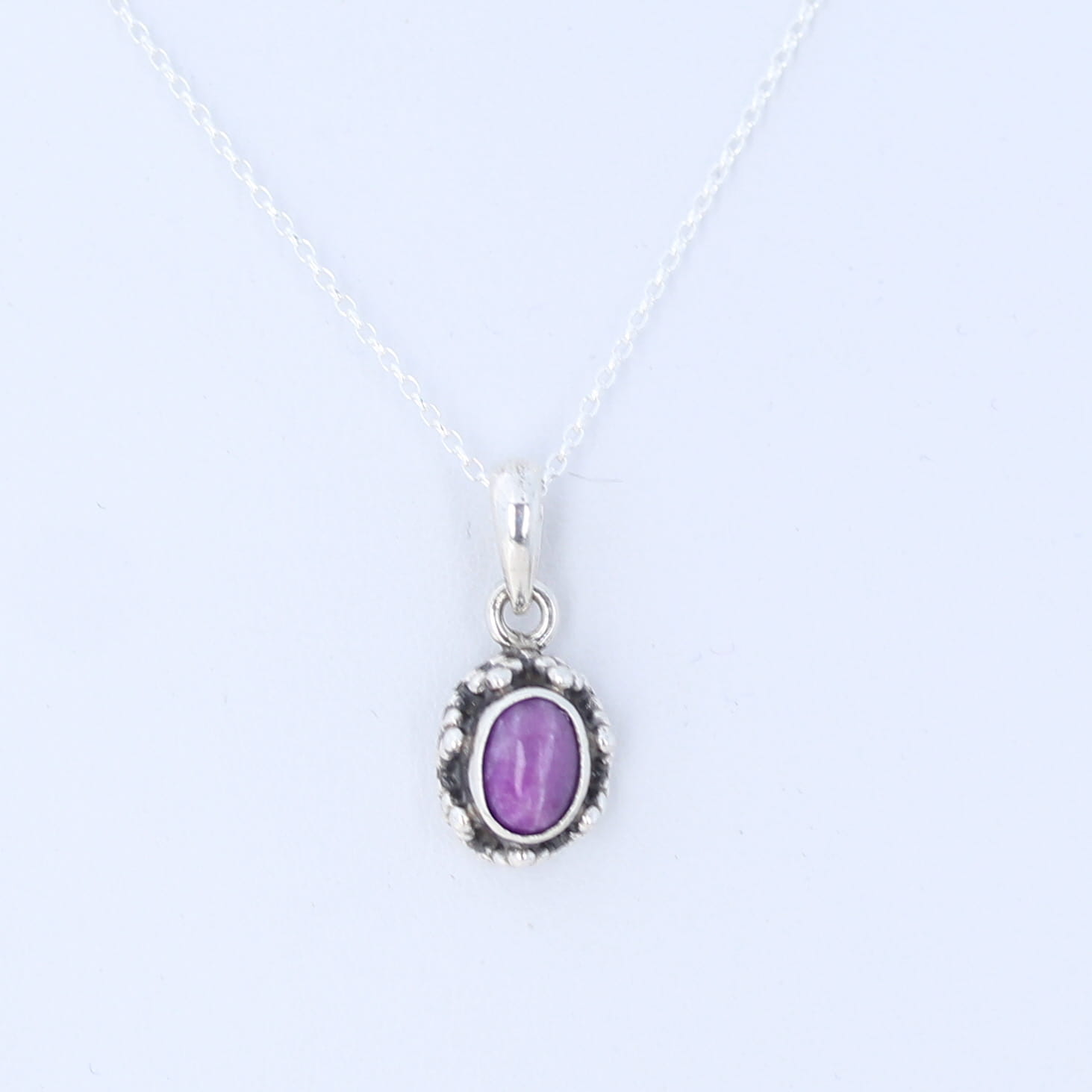 Gorgeous Tiny SUGILITE PENDANT STERLING Sterling Granulated Design