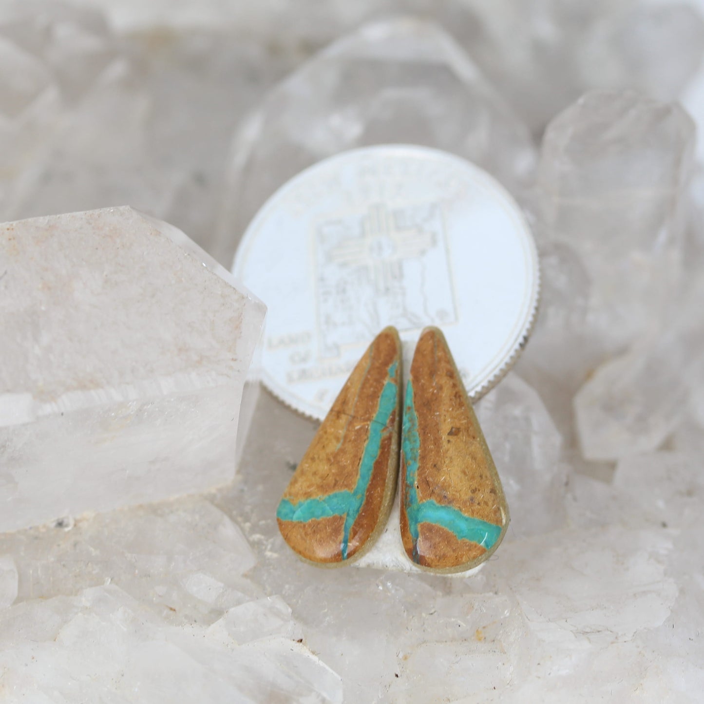 Rare Small Royston Turquoise Cabochon Earring Components 19x8.4mm
