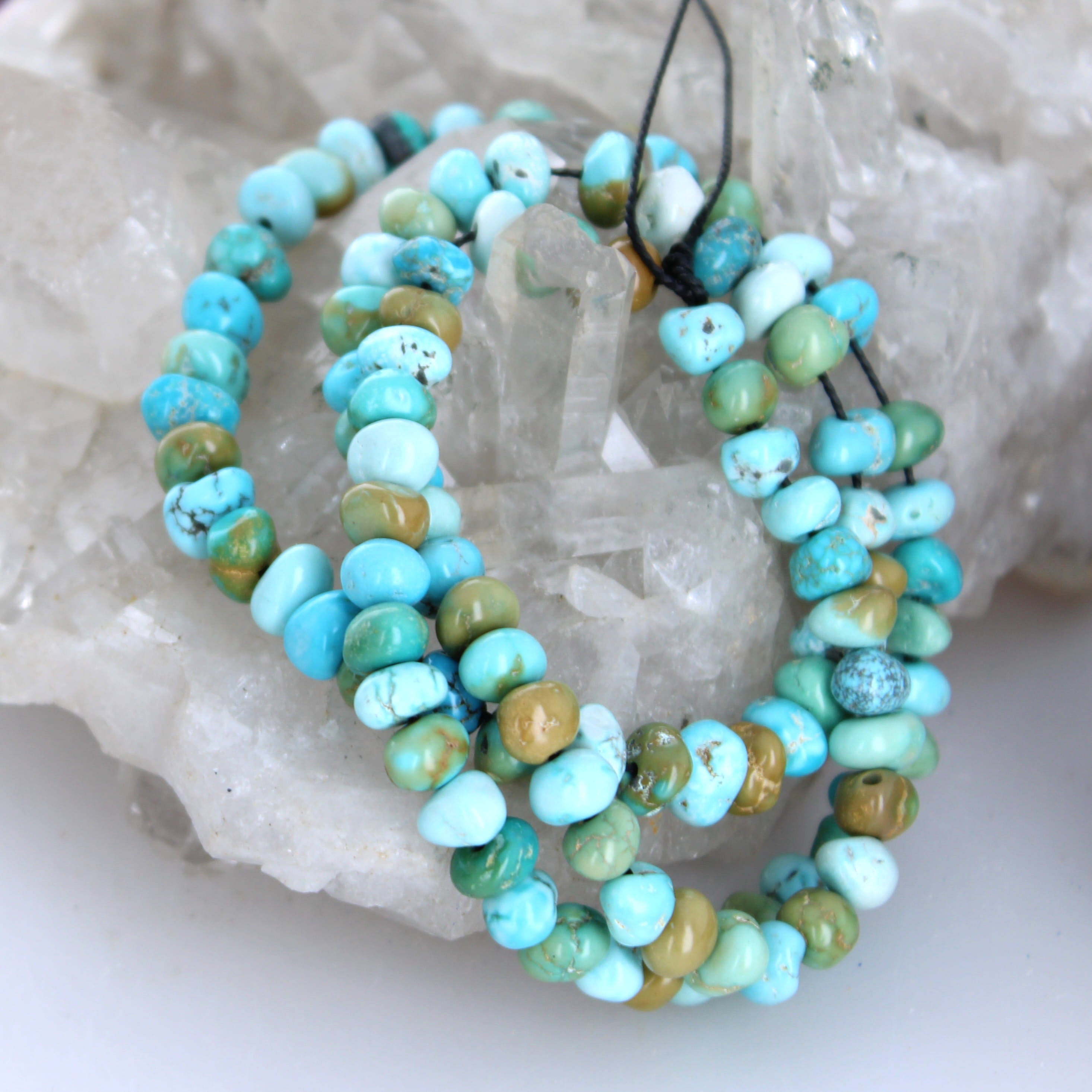 AAA Multi Color Lone Mountain Turquoise Beads 6-7mm Rounded Nugget 16"