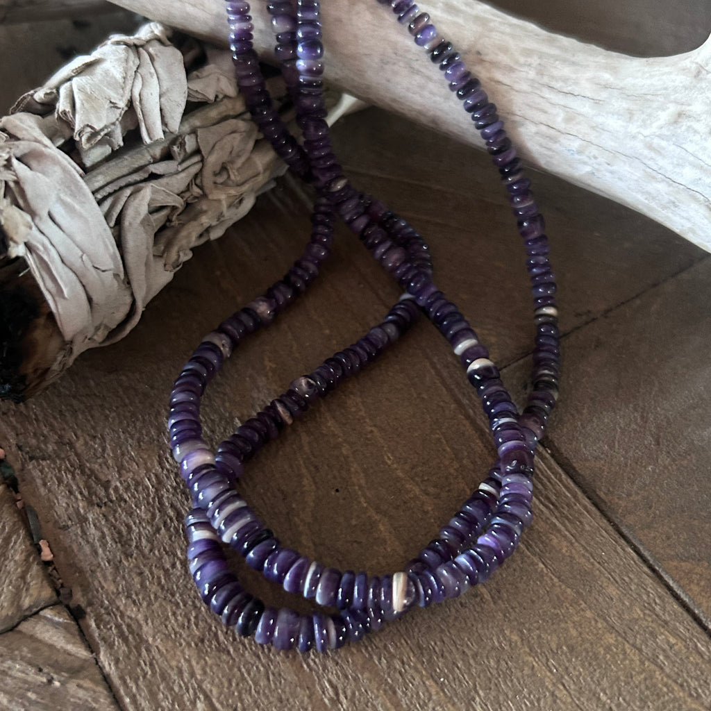 Deep Grape Purple Spiny Oyster Beads Button 4-5.8mm 16"