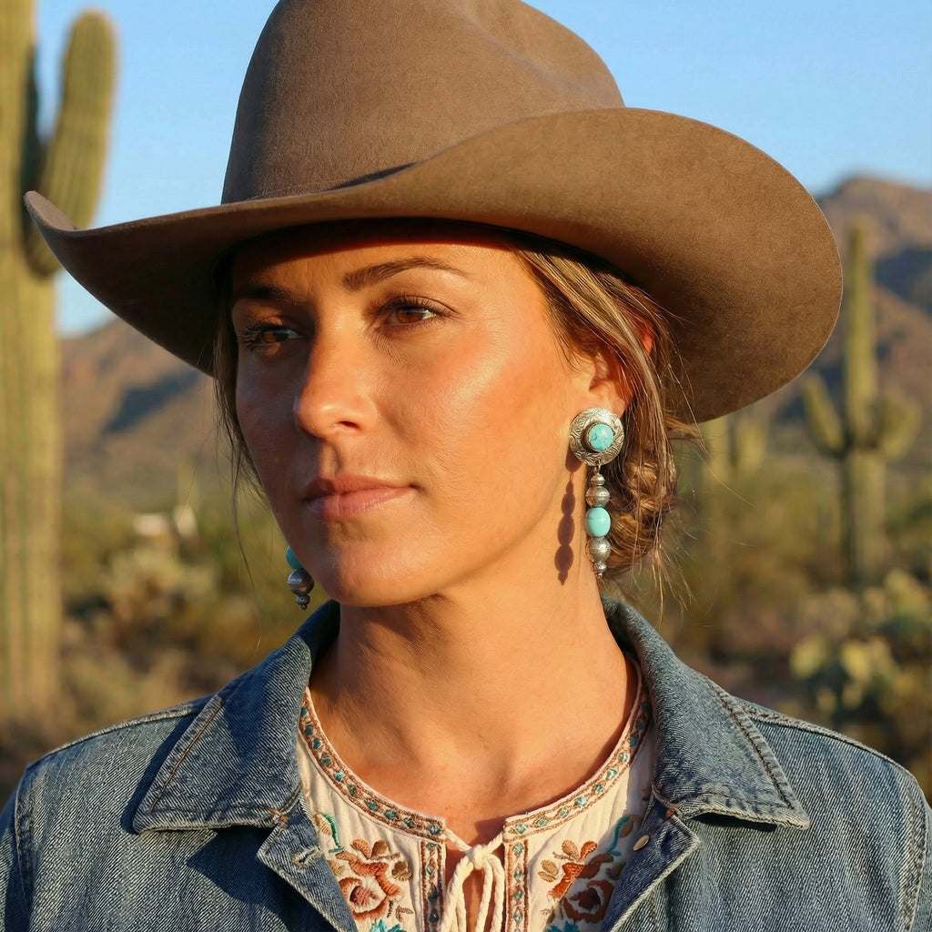 SONORAN BLUE Jay Turquoise Earrings Sterling Navajo Pearls Post Dangles