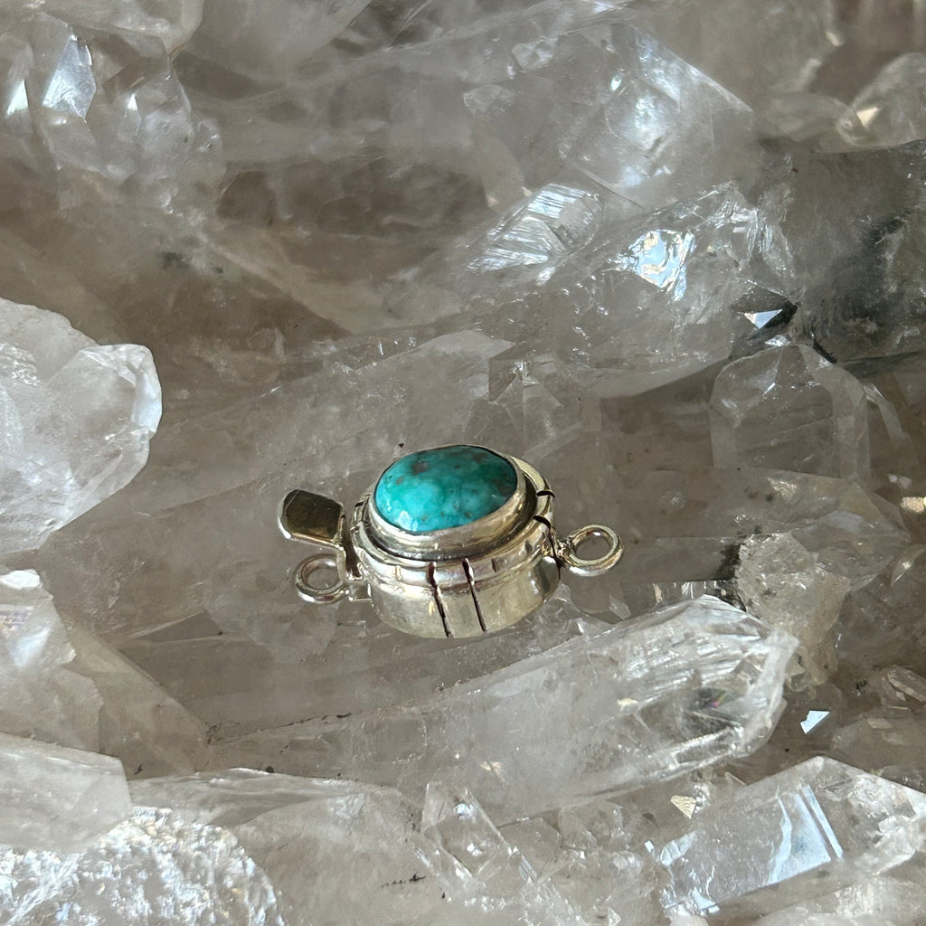 Vintage Morenci Turquoise Clasp Sterling Silver Southwest Style