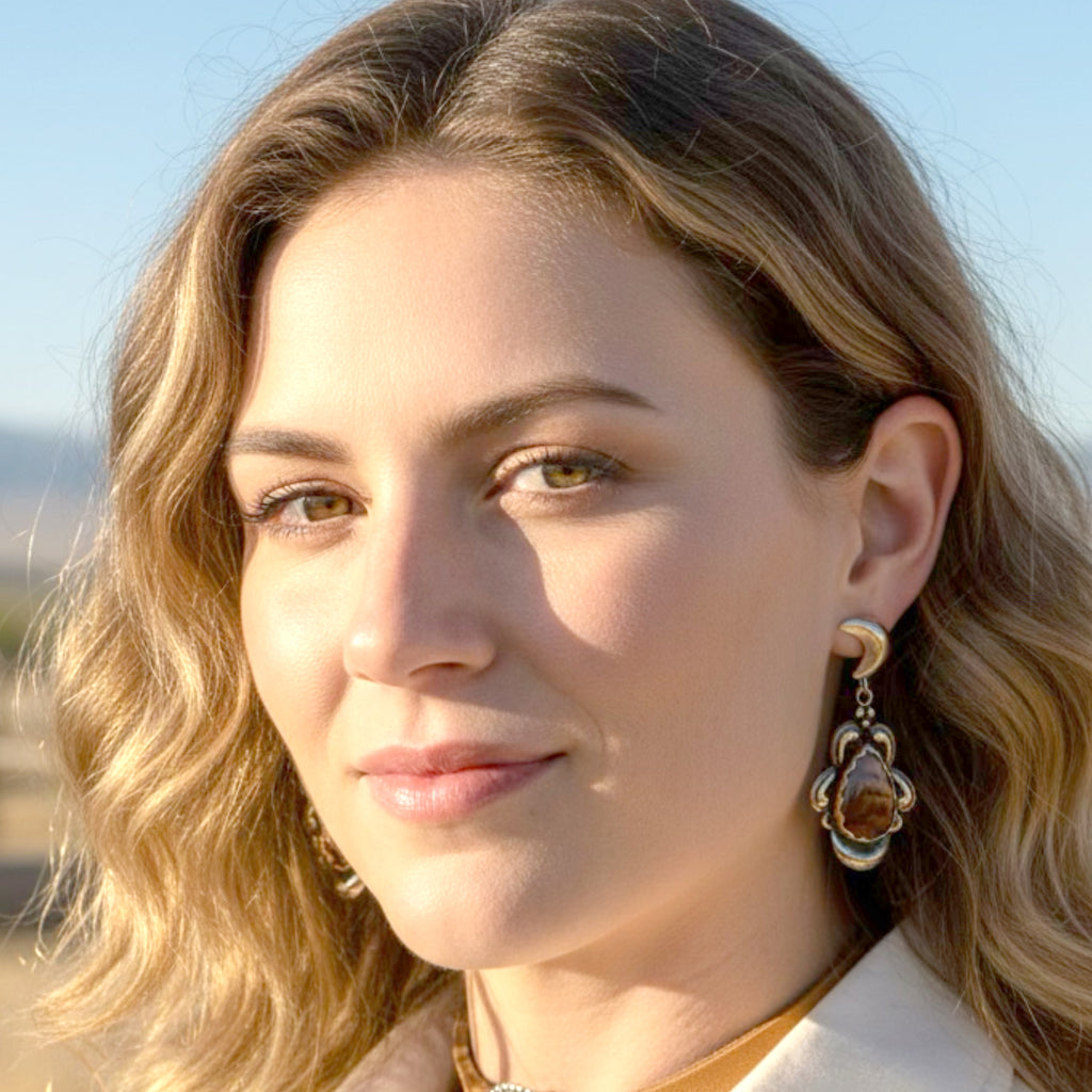 Many Moons Australian Zebra Stone Earrings Sterling Silver