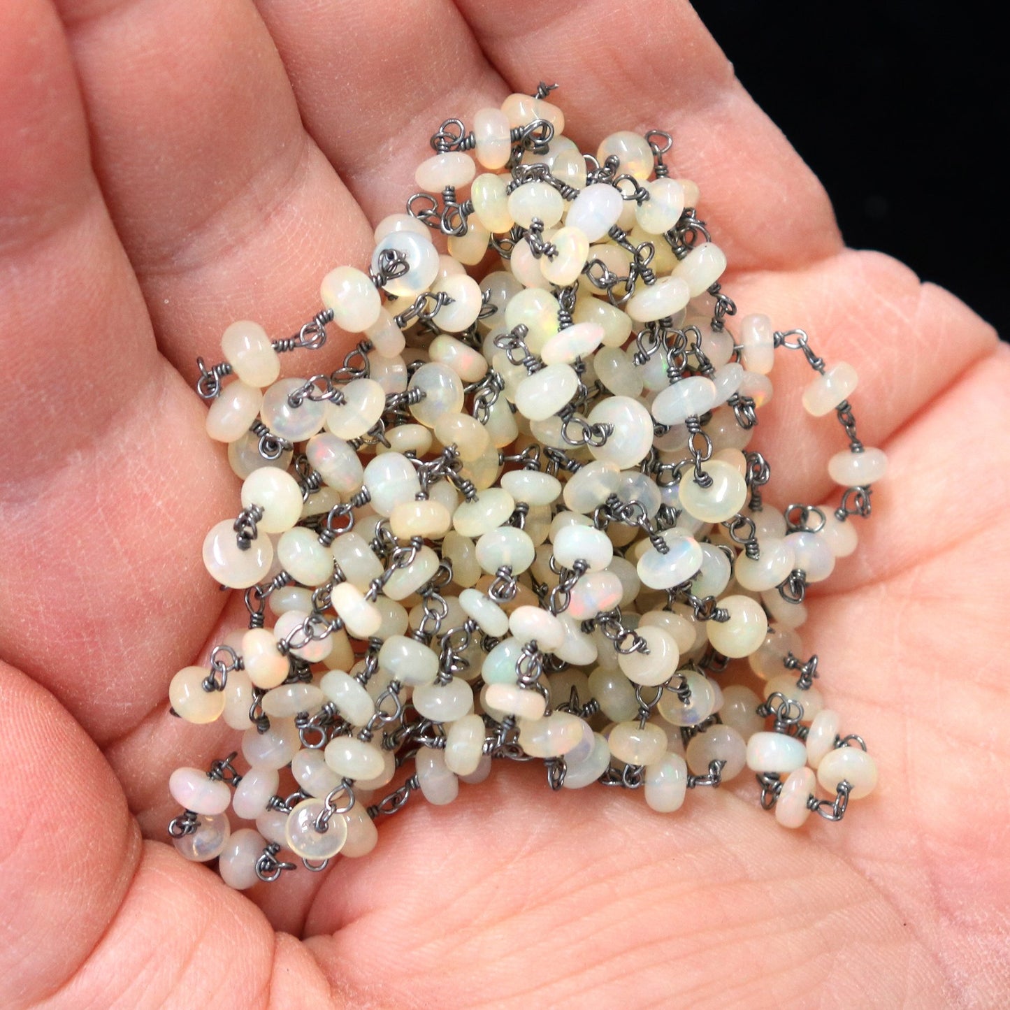 Gorgeous Ethiopian Opal Rondelle Beads Chain 20"