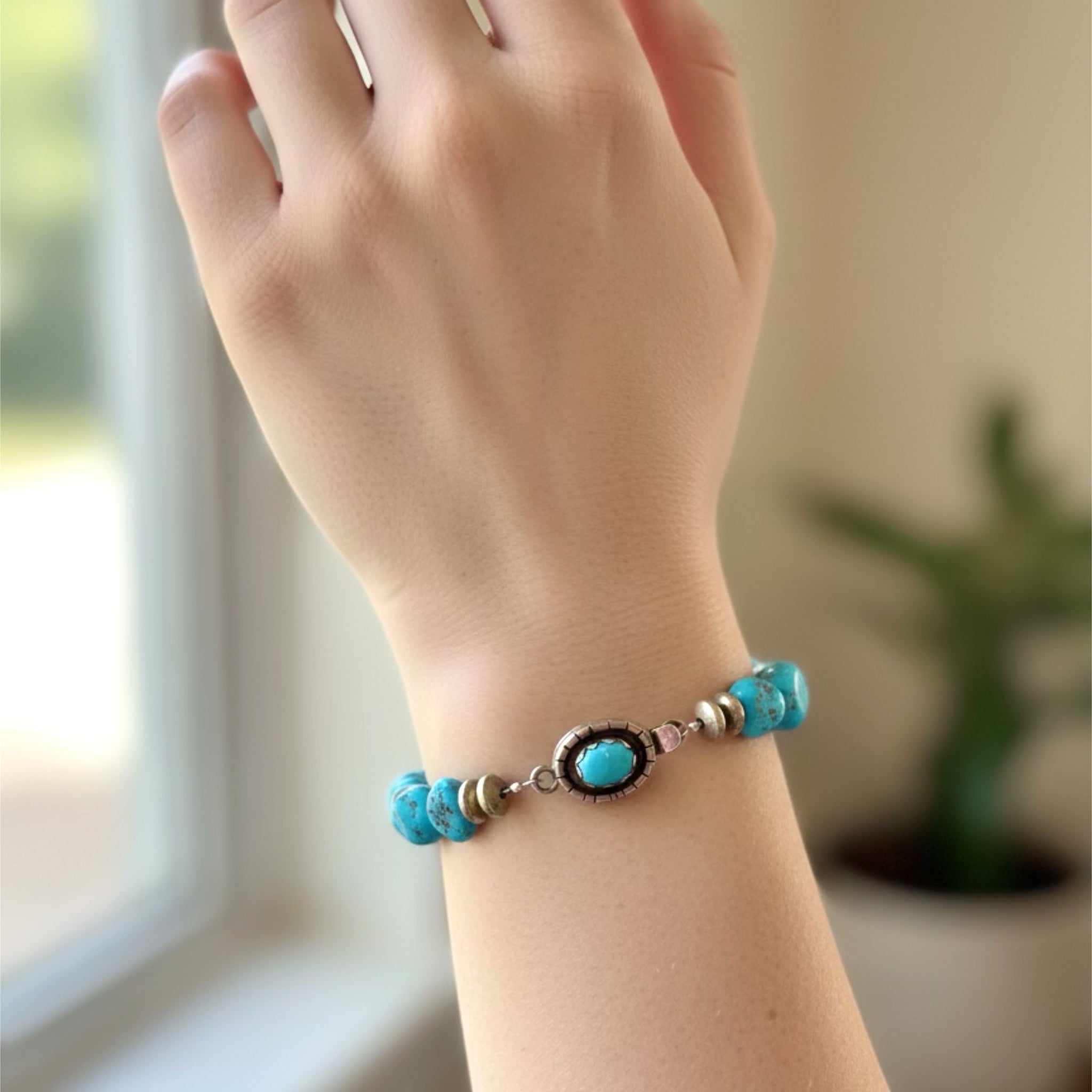 Gorgeous Sleeping Beauty TURQUOISE BRACELET Sterling Silver Southwestern