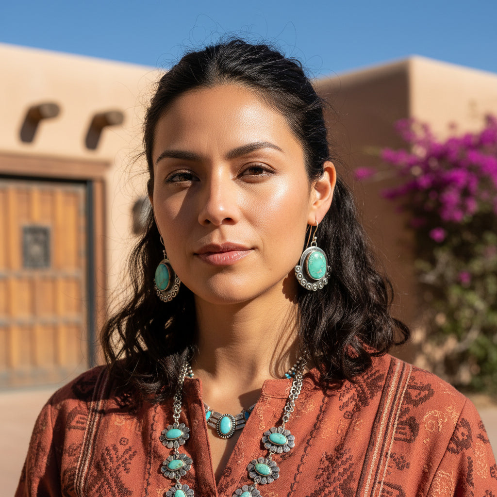 Emerald Valley Turquoise Earrings Sterling Oval Boho Southwestern