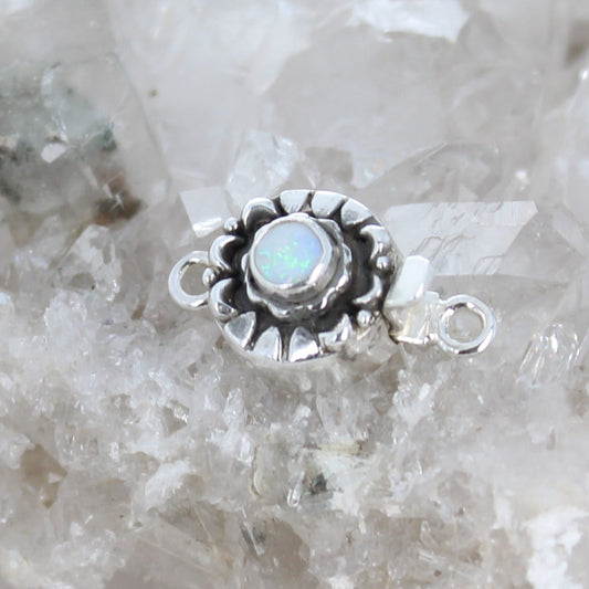 AUSTRALIAN Coober Pedy Opal Clasp Moon Design Sterling 5mm