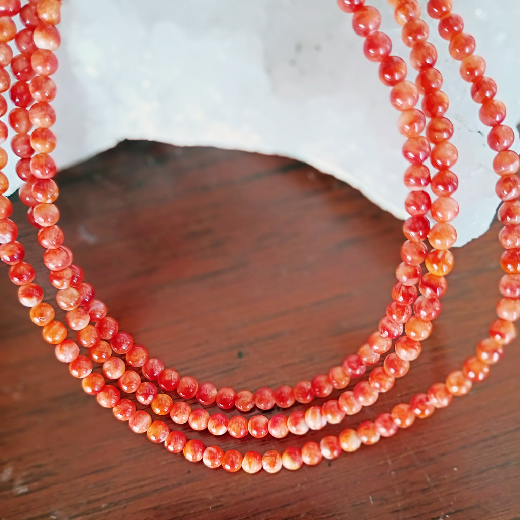 AAA Red/Orange Spiny Oyster Beads Round 4mm 16"