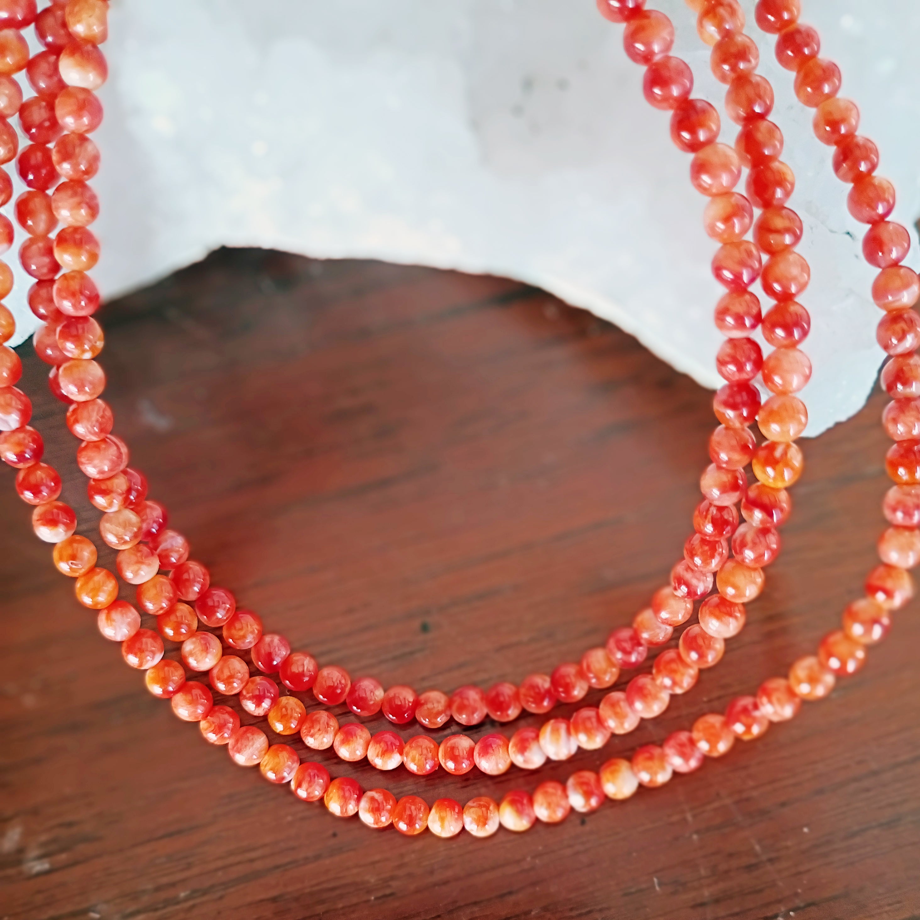 AAA Red/Orange Spiny Oyster Beads Round 4mm 16"