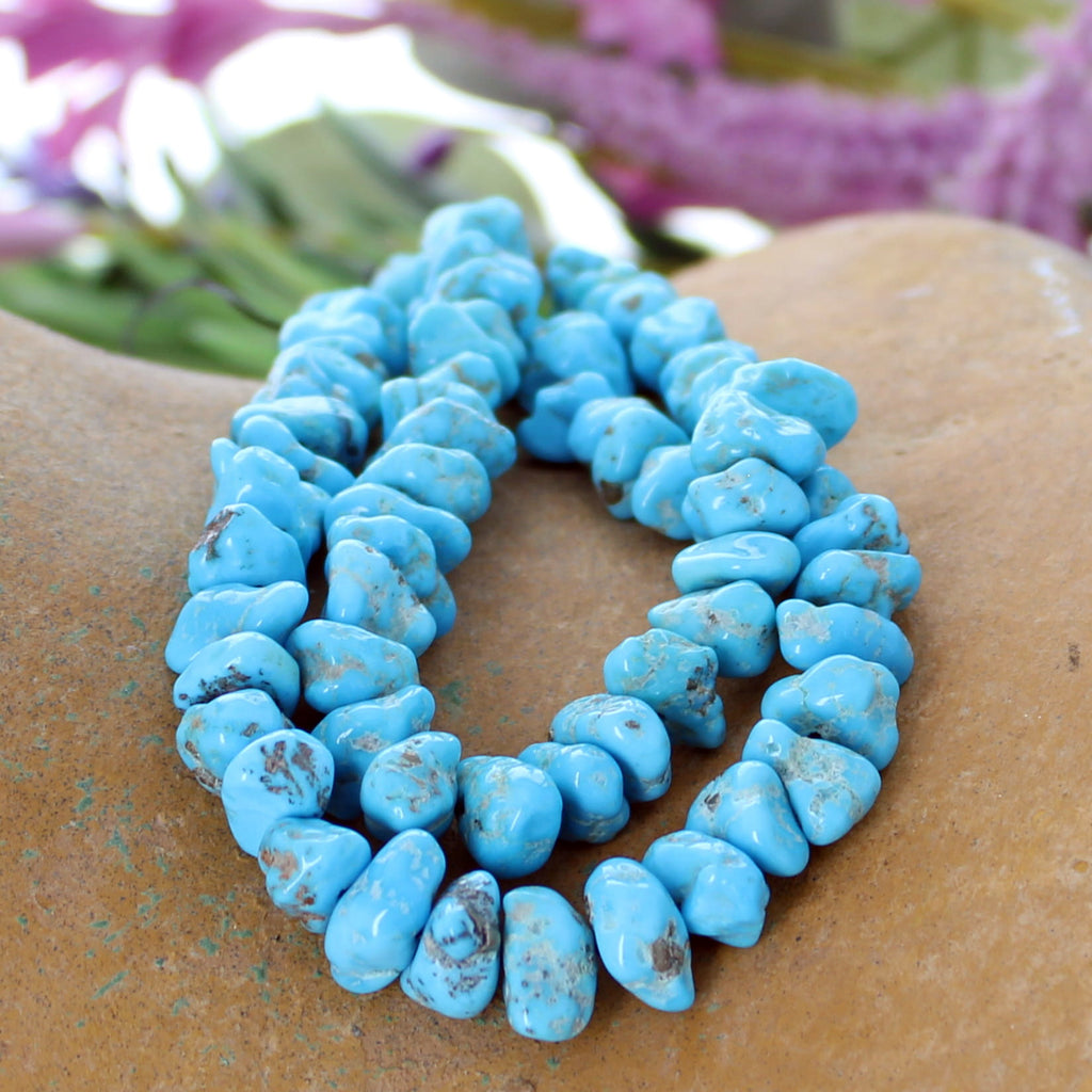 AAA Kingman Turquoise Beads Nuggets 8-11mm Rounded Nuggets 8"