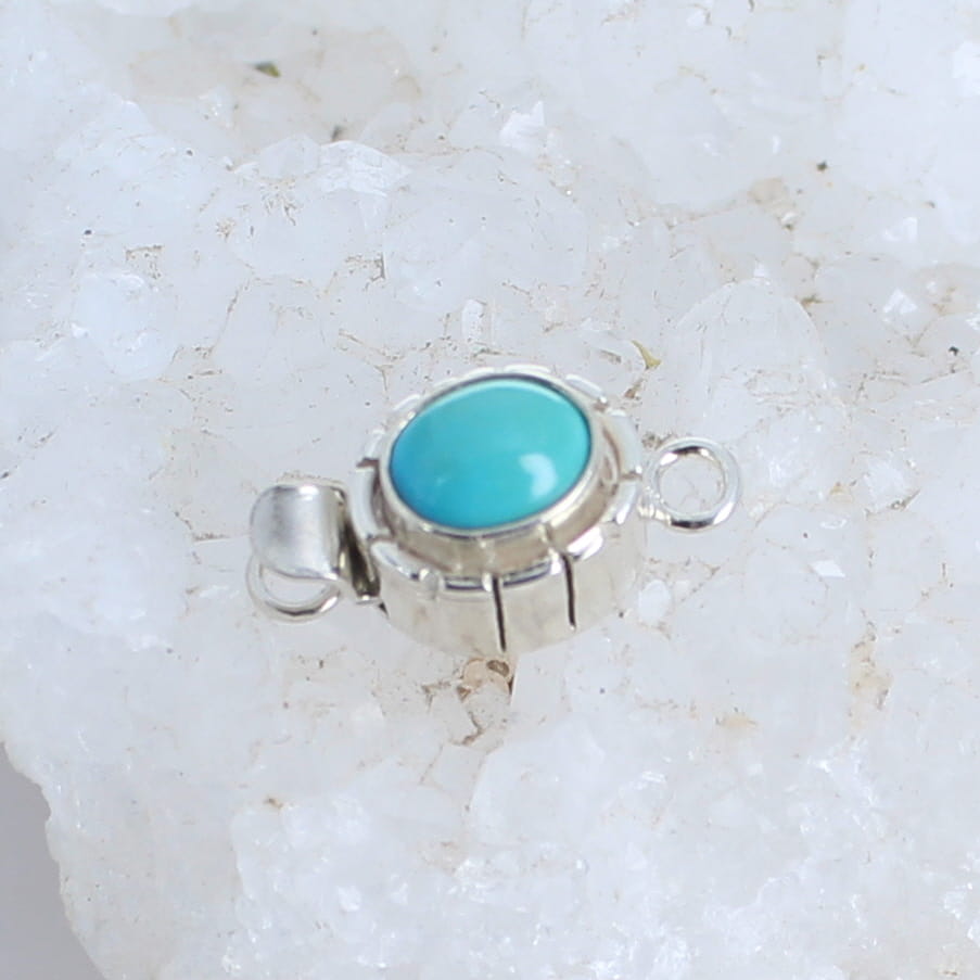 Sleeping Beauty Turquoise Clasp Oval 10X8mm Southwestern Design -NewWorldGems