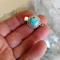 AAA Egyptian Turquoise Sterling Granulated Clasp Sterling Silver Round 10mm