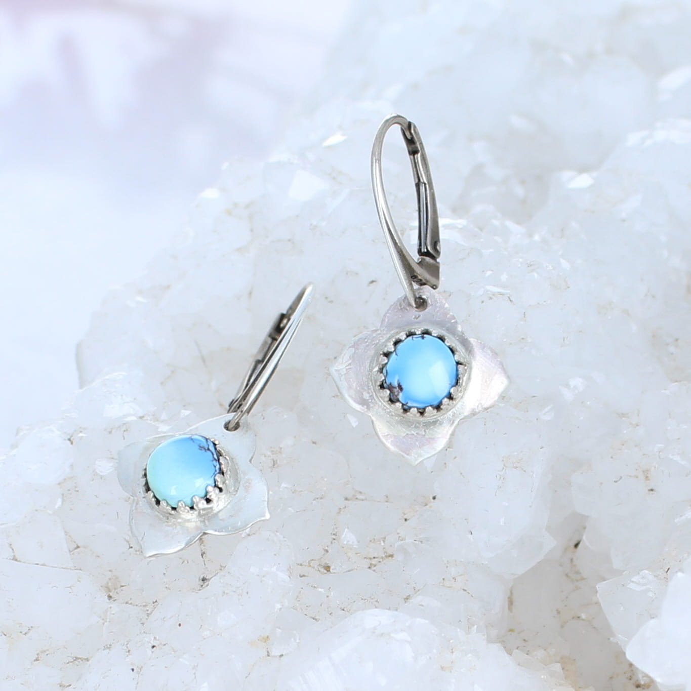 Kazakhstan Small Flower Earrings Sterling -NewWorldGems
