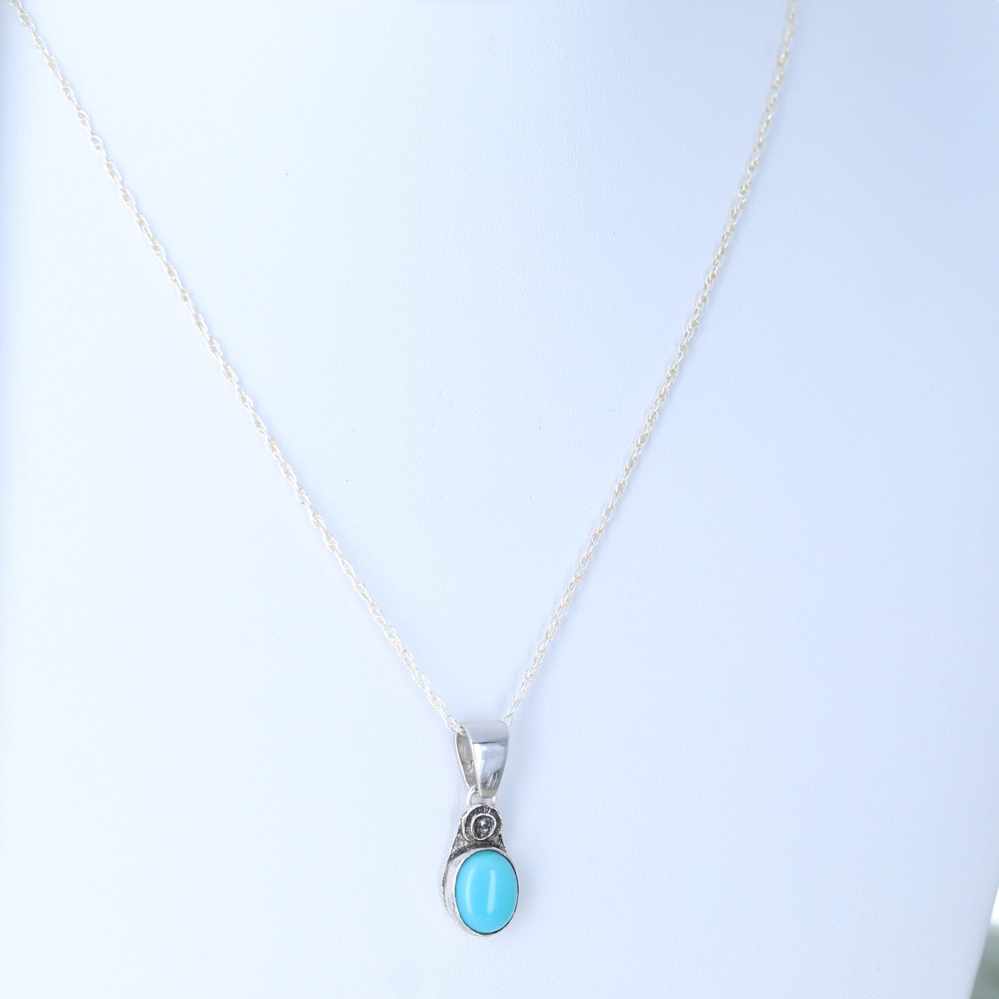Gem Grade Lone Mountain Turquoise Pendant Sterling Silver