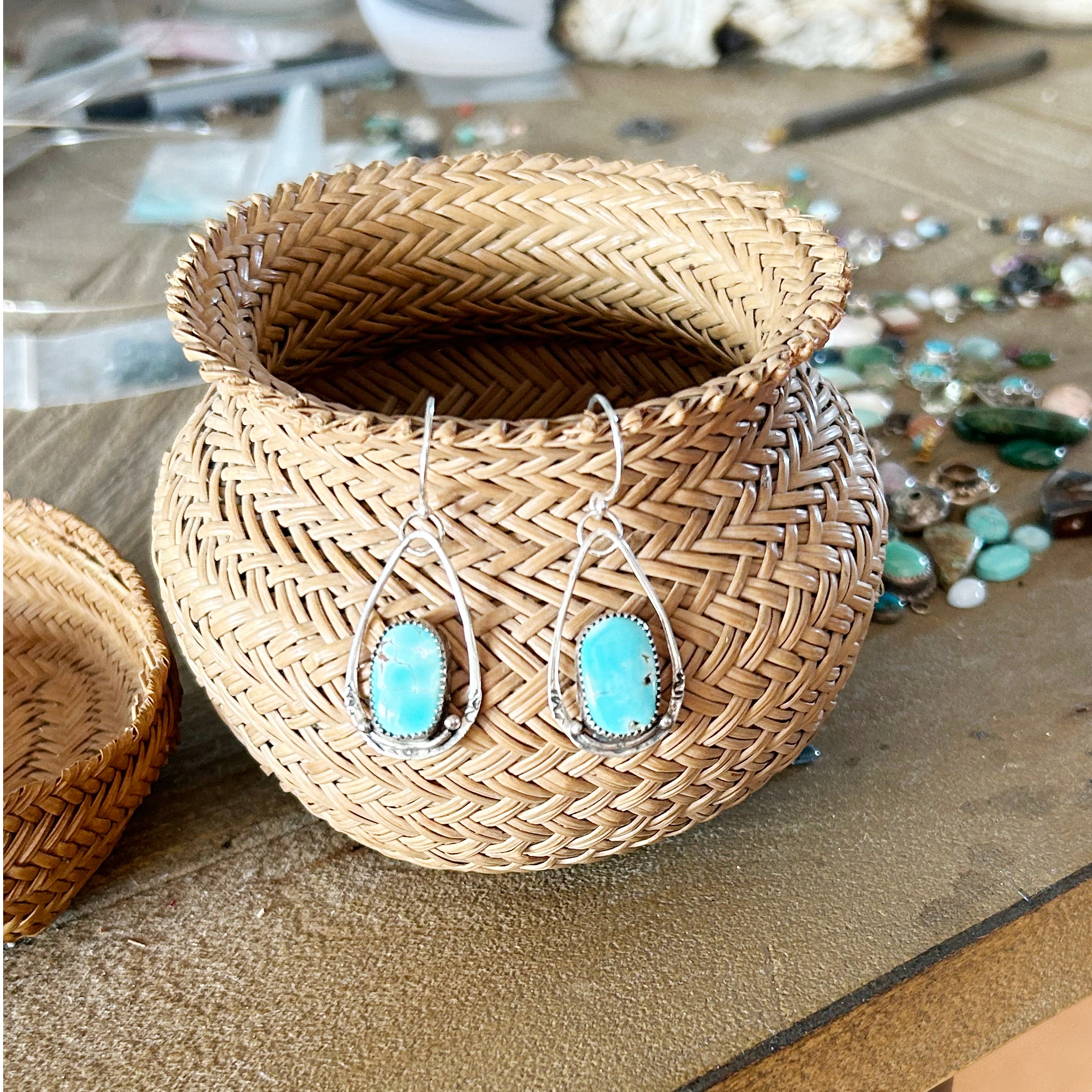 Dreamy Sky Blue Lone Mountain Turquoise Sterling Earrings