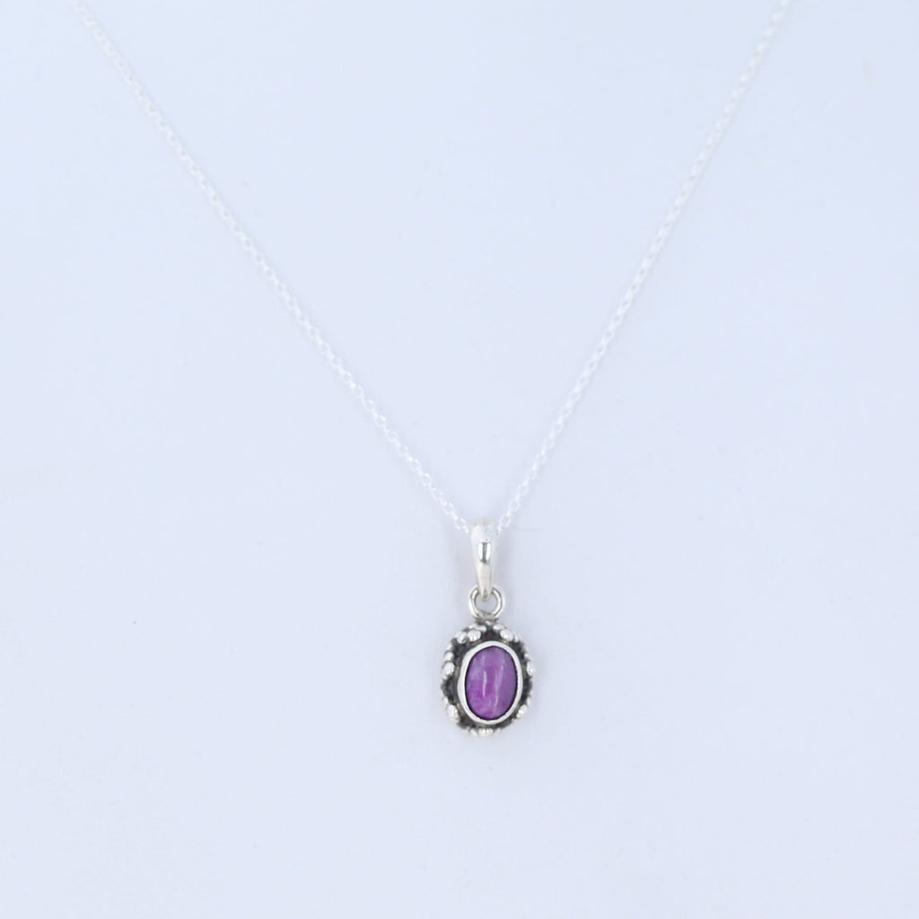 Gorgeous Tiny SUGILITE PENDANT STERLING Sterling Granulated Design