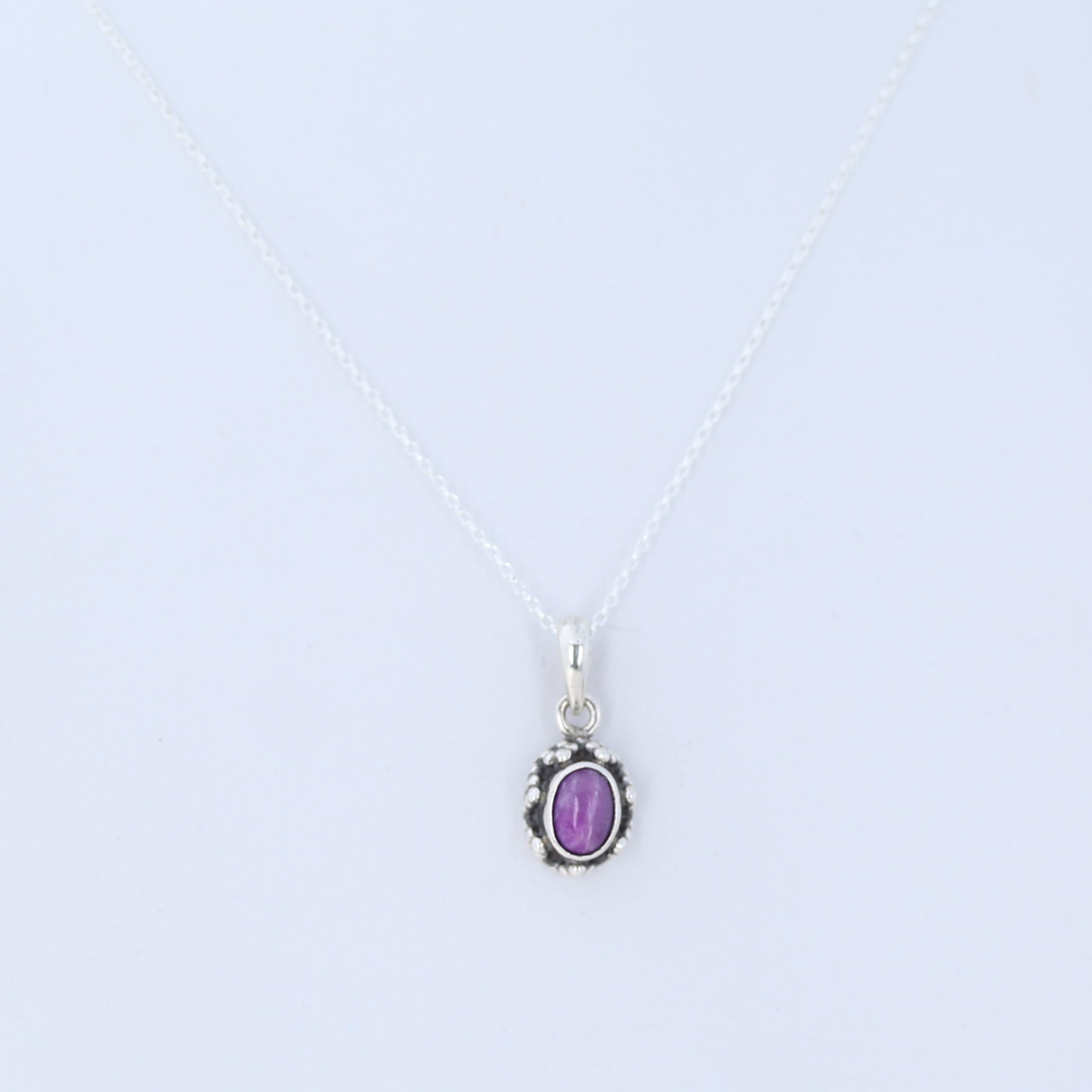 Gorgeous Tiny SUGILITE PENDANT STERLING Sterling Granulated Design