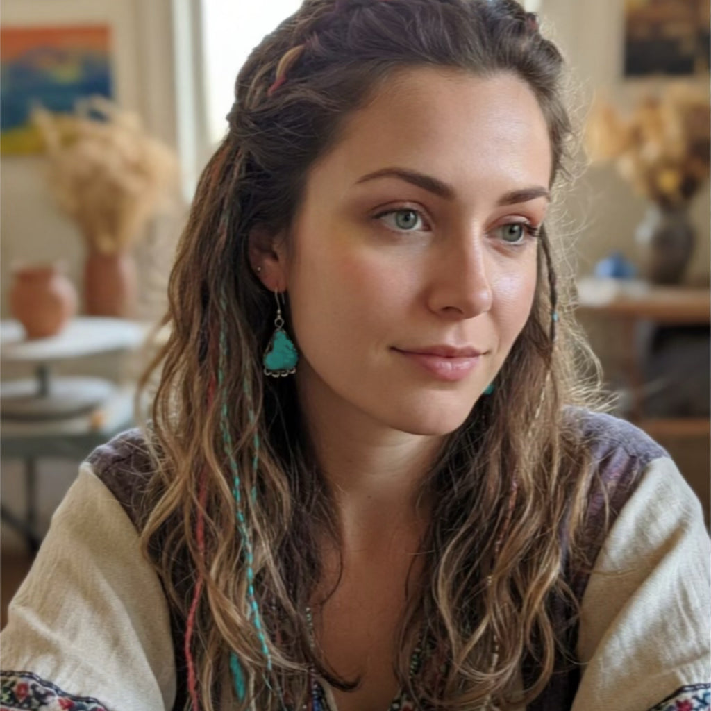 Unique EGYPTIAN TURQUOISE Sterling Moon Earrings