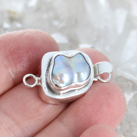 Double Biwa Pearl Sterling Clasp Design 13x11mm