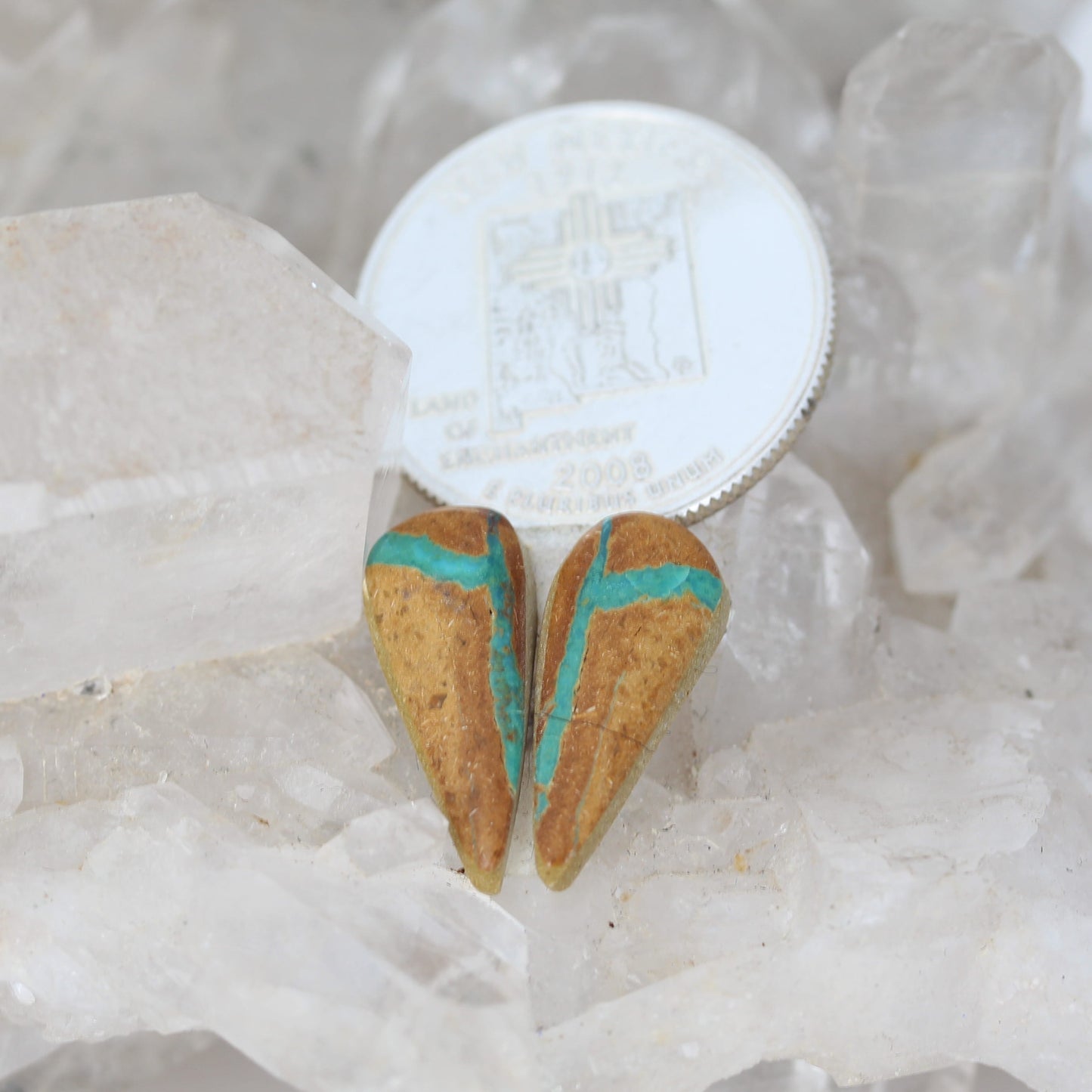 Rare Small Royston Turquoise Cabochon Earring Components 19x8.4mm