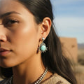 RARE DRY CREEK Turquoise Sunburst Earrings Sterling Silver Handmade
