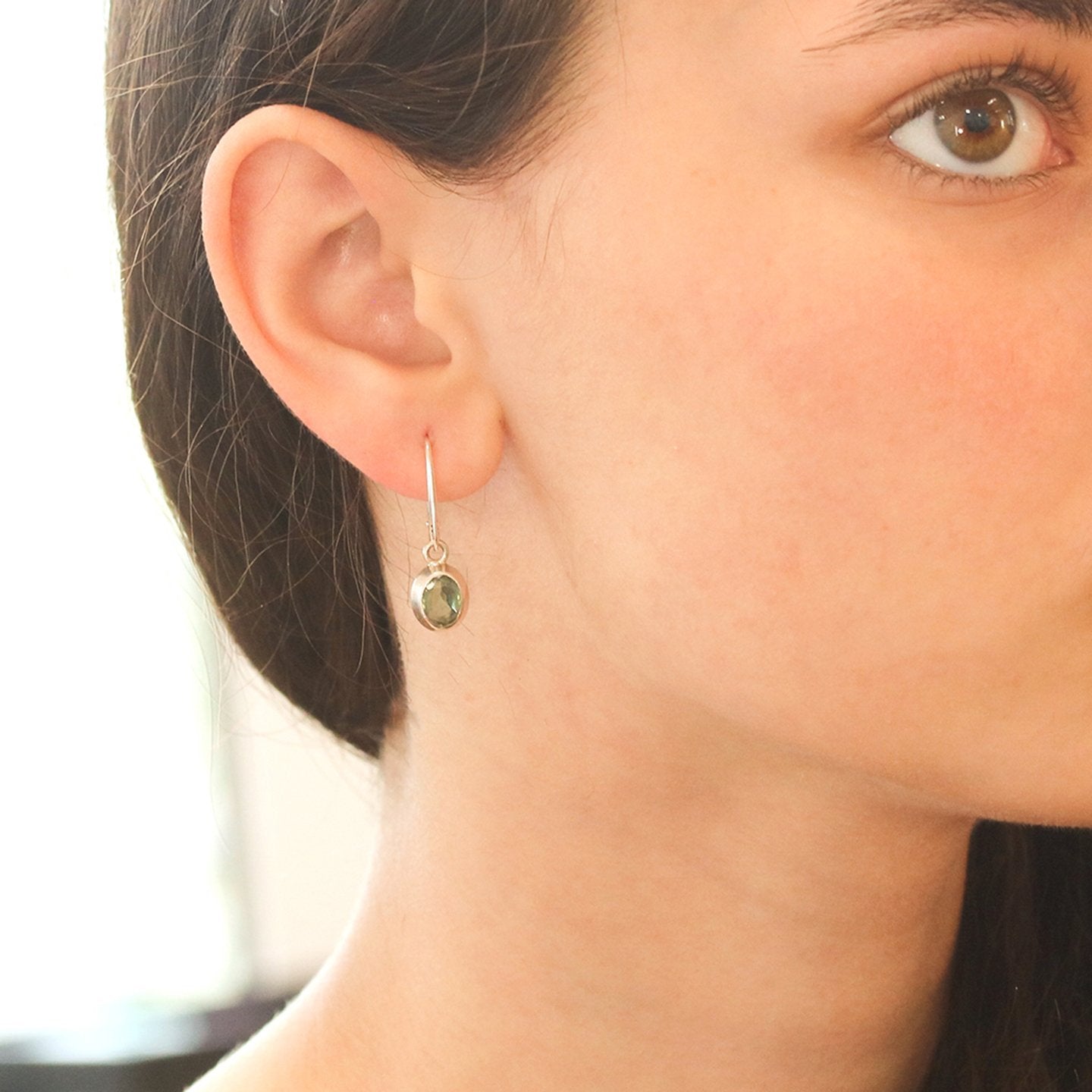 Ethereal Green Apatite Faceted Earrings Sterling