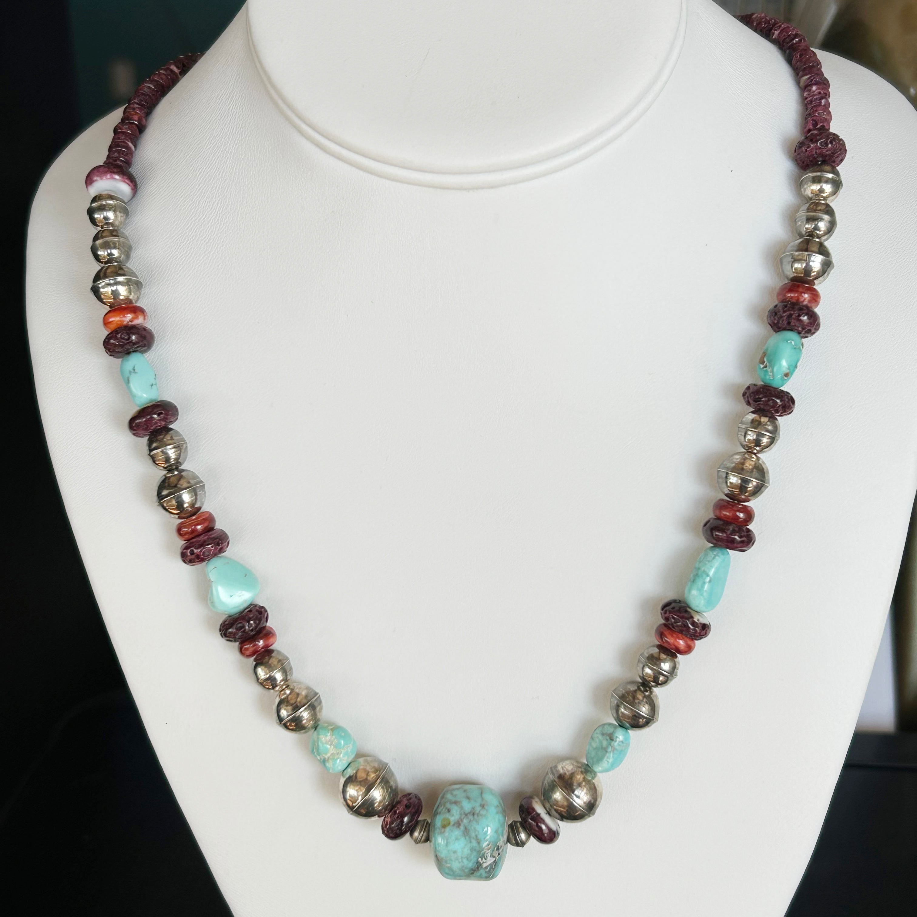 Sierra Nevada Turquoise Necklace Spiny Oyster Fiesta Benchmade Beads 21"