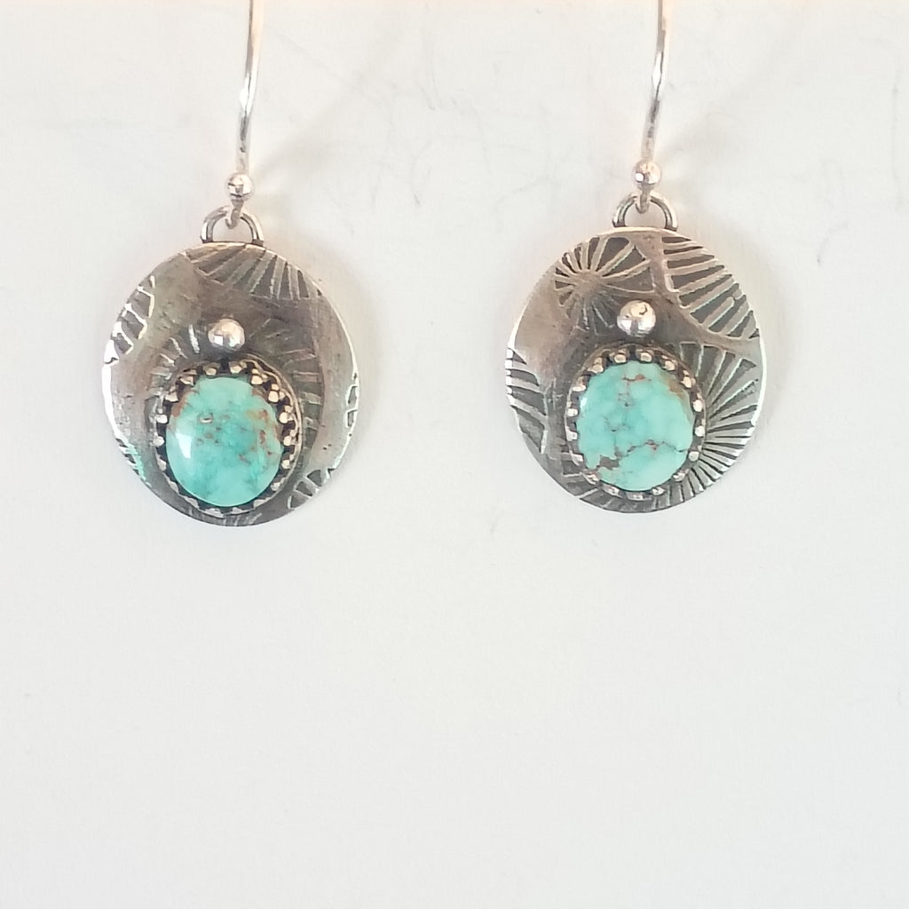 AAA DRY CREEK Turquoise Earrings Patterned Sterling Boho Southwest
