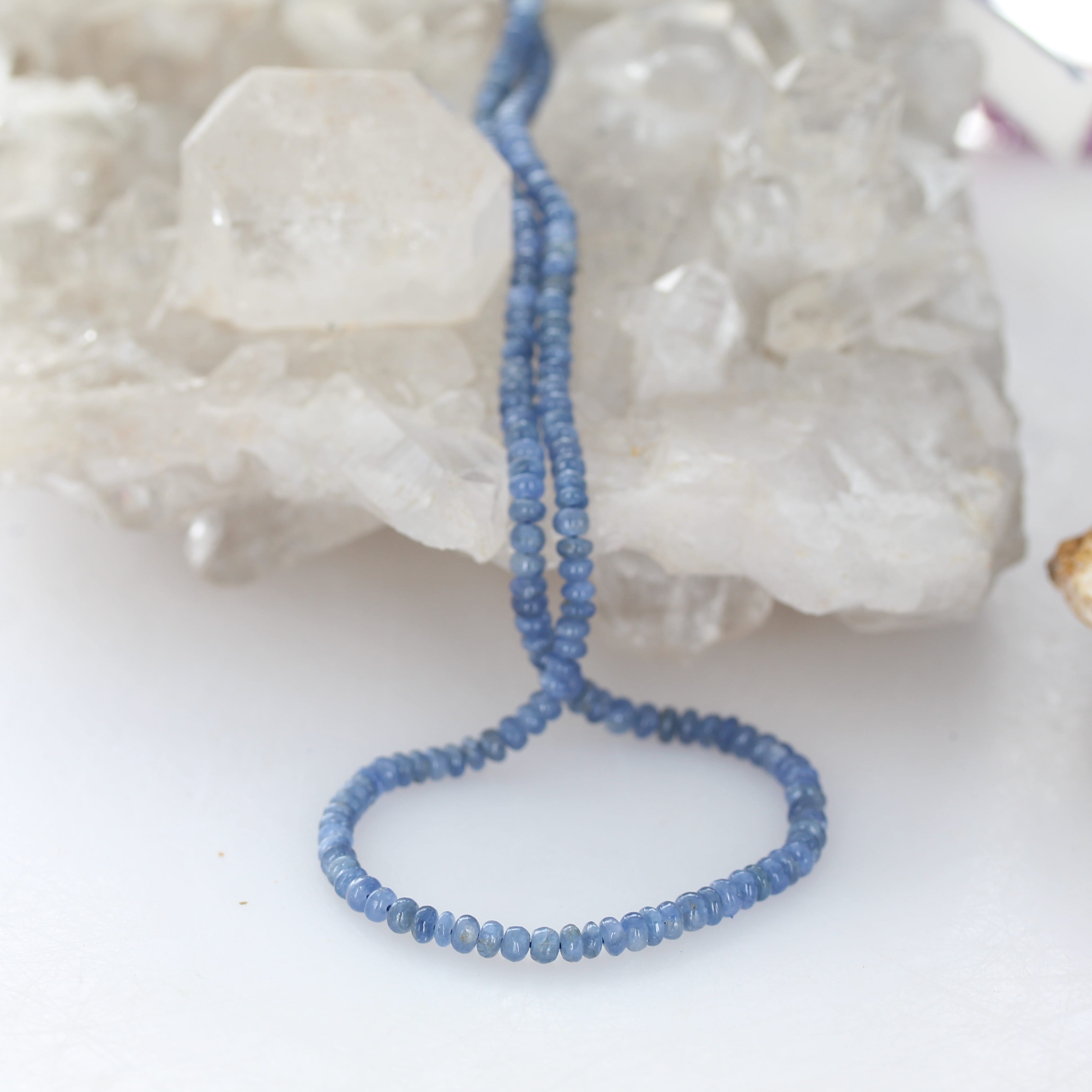 Midnight Blue Sapphire Beads Rondelles 3-3.6mm 16"