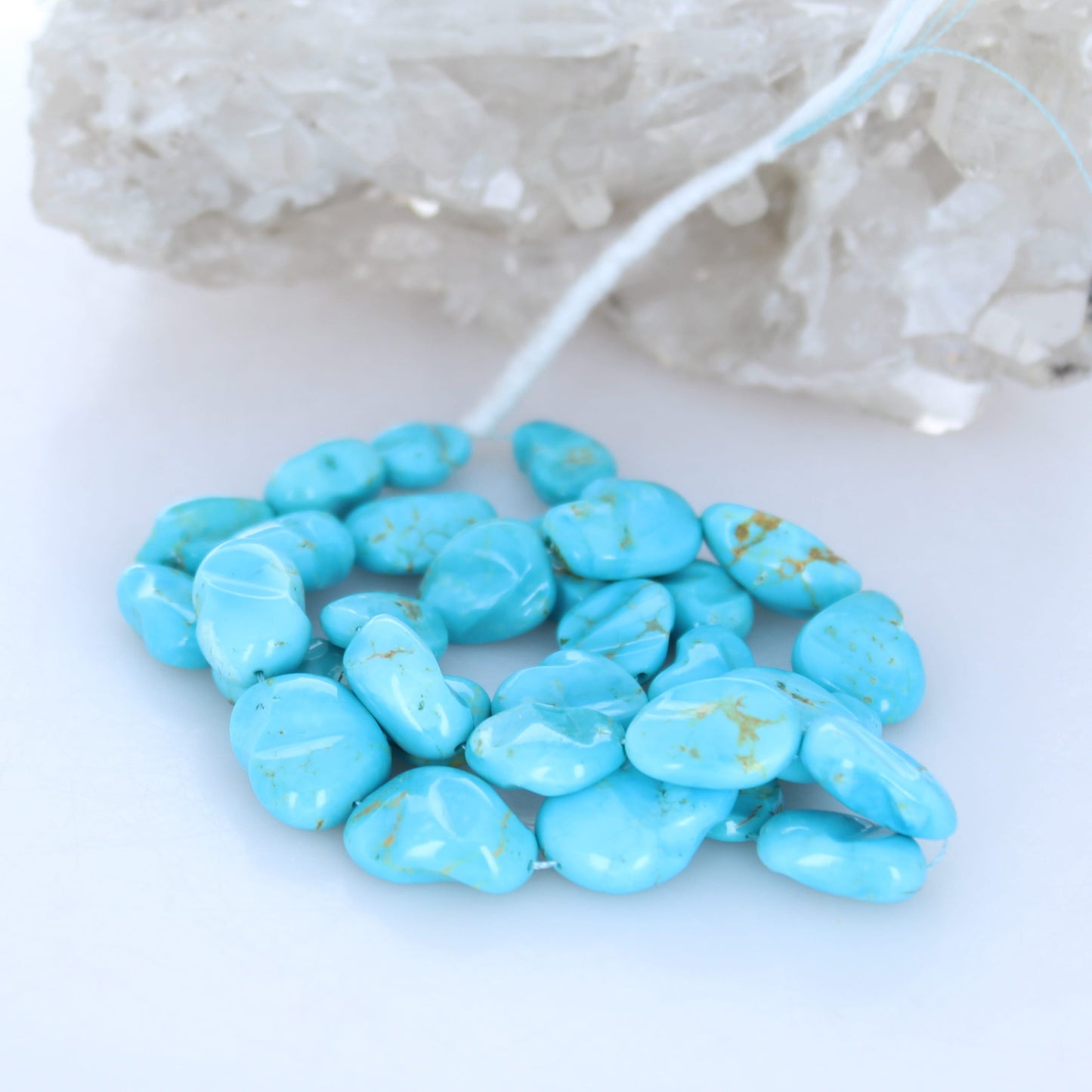AAA KINGMAN TURQUOISE Carved Beads 20" Strand