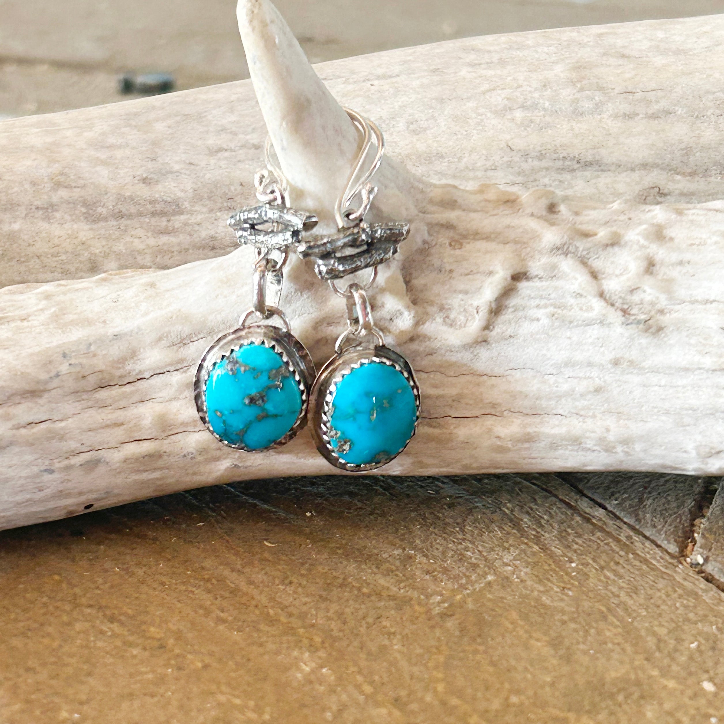 AAA Sleeping Beauty Turquoise Earrings Sterling Willow Branch Style
