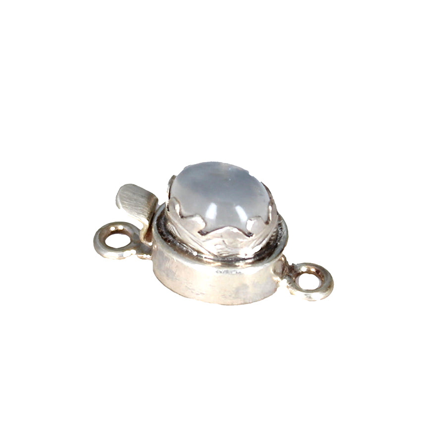 Cream Catseye Moonstone Clasp 8x10mm Round Sterling Silver