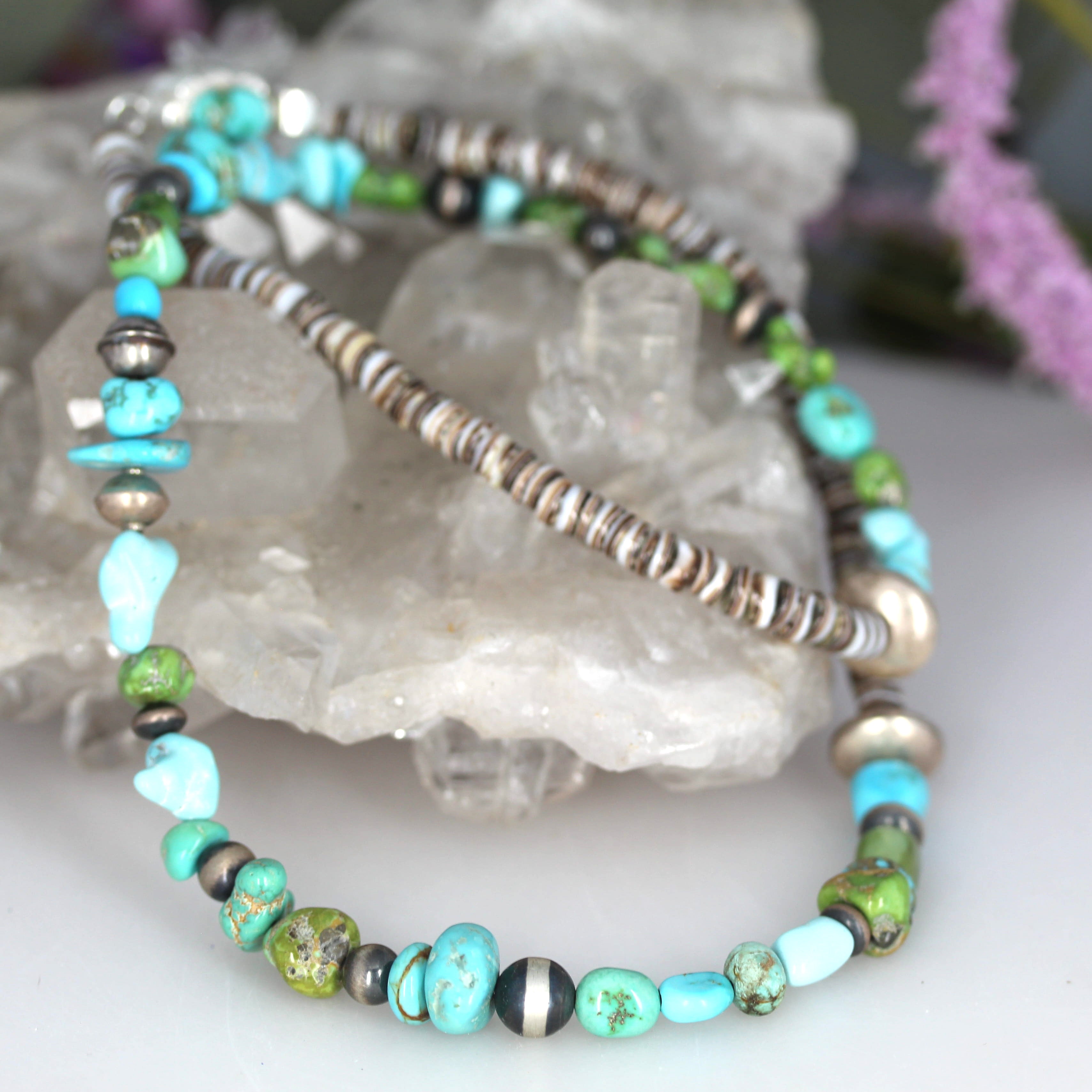 Lone Mountain and Sonoran Gold Turquoise Necklace Sterling Silver Southwestern