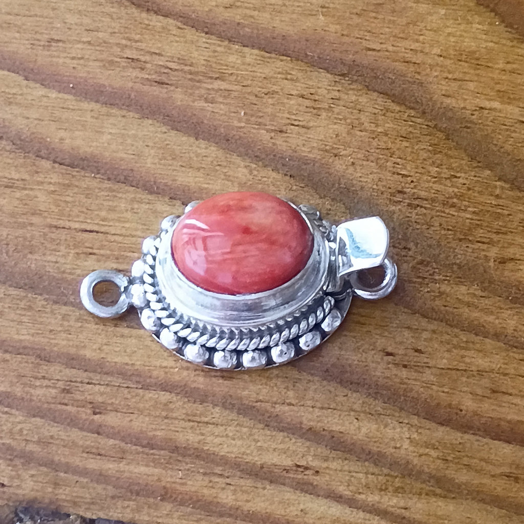 Red Orange Spiny Oyster Clasp Sterling Oval 8x10mm NewWorldGems